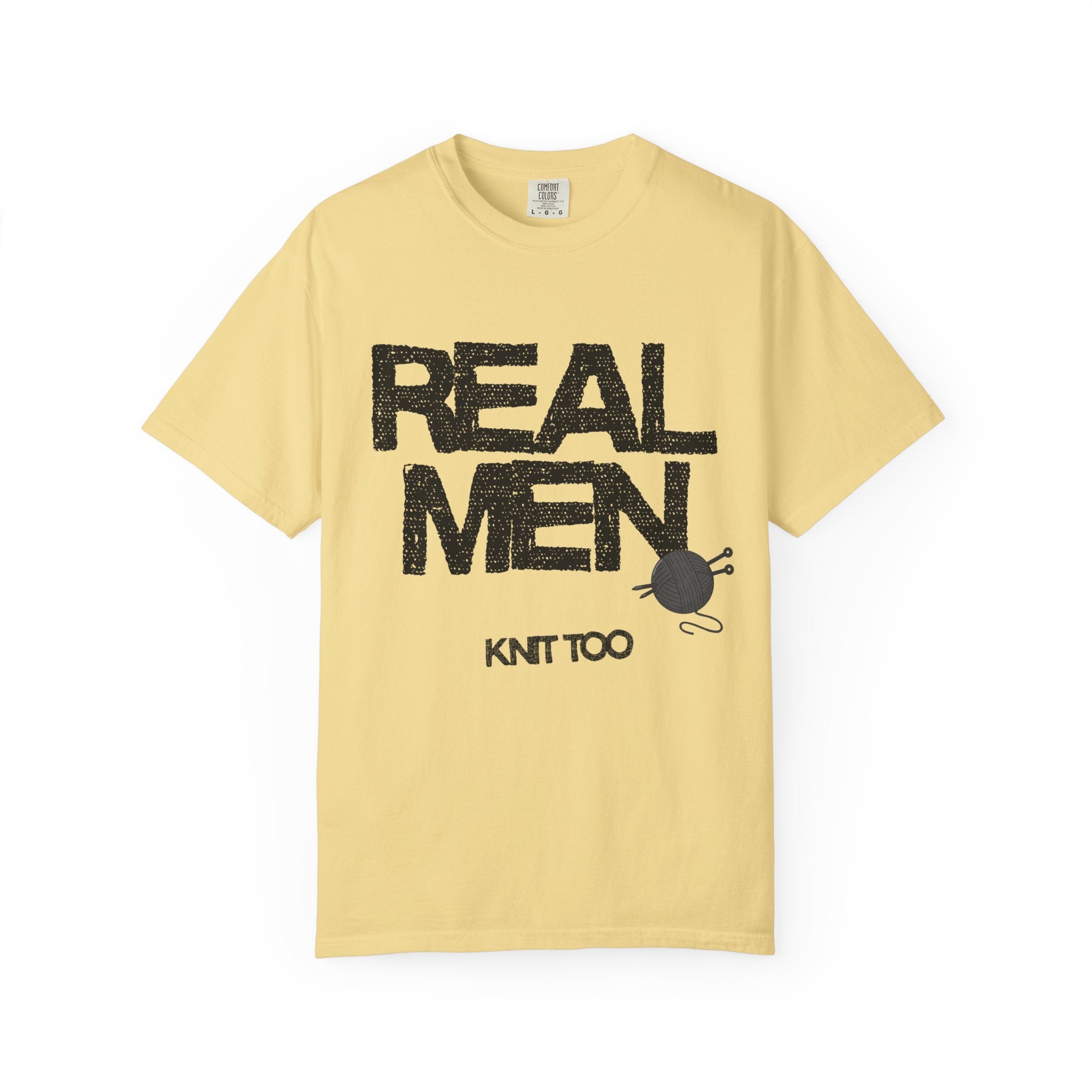 "Real Men knit too" – Funny Knitting T-Shirt for Men