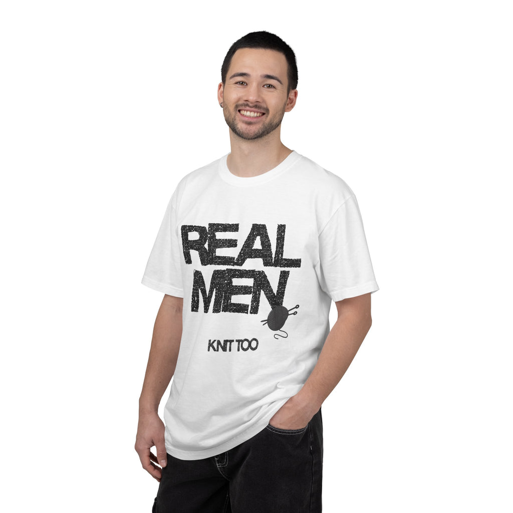 "Real Men knit too" – Funny Knitting T-Shirt for Men