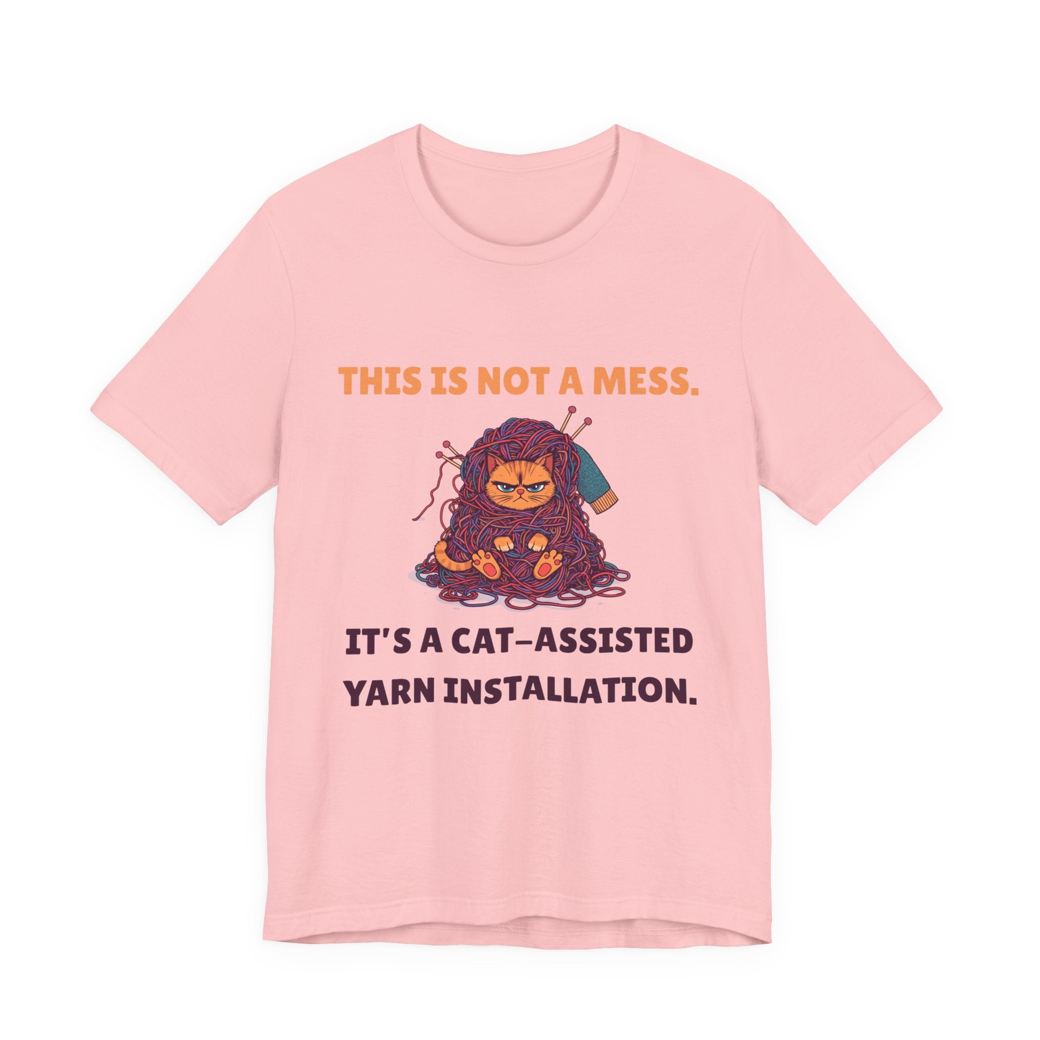 "This Is Not a Mess. It's a Cat-Assisted Yarn Installation" Unisex Knitting Tee