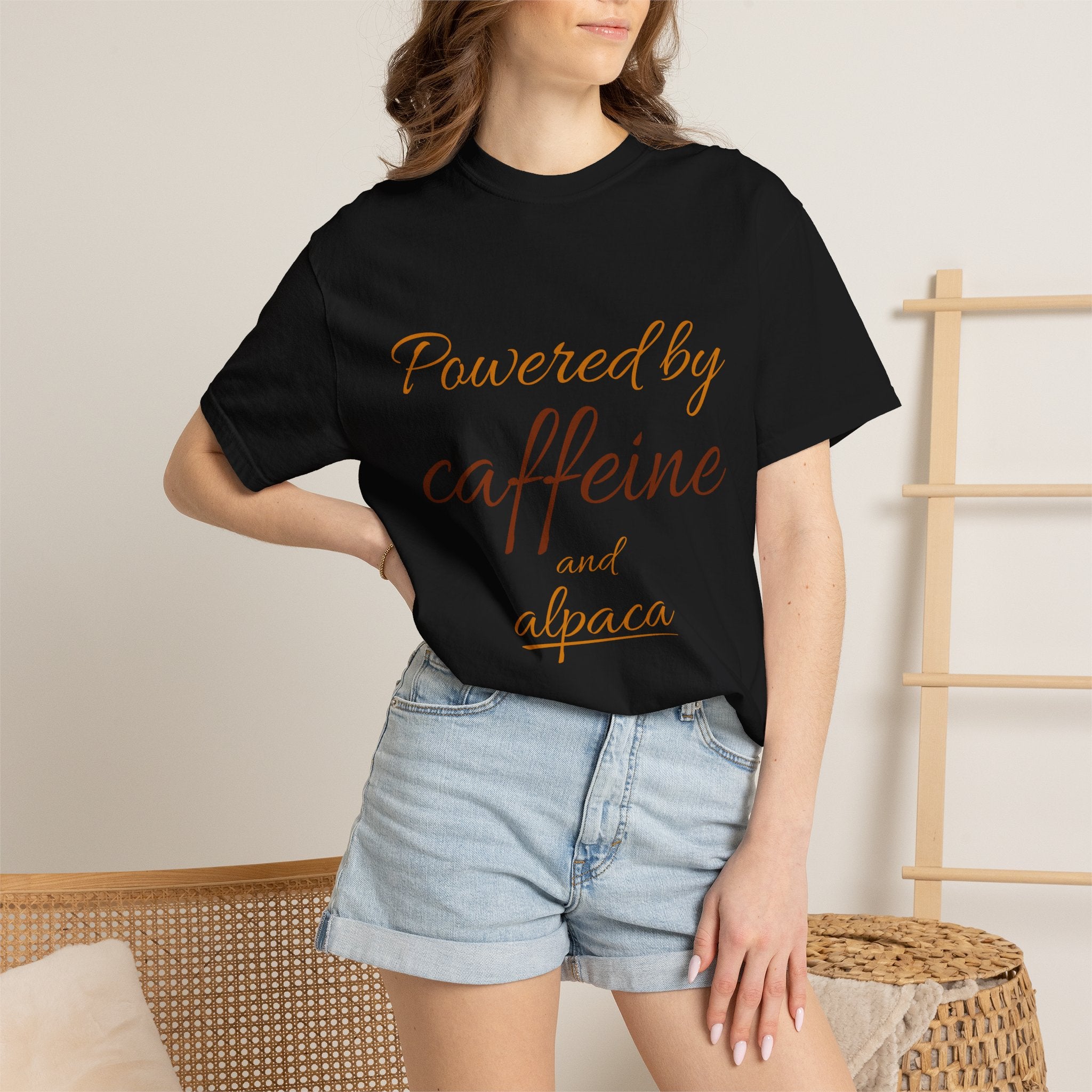 Powered by Caffeine & Alpaca — Women's Tee
