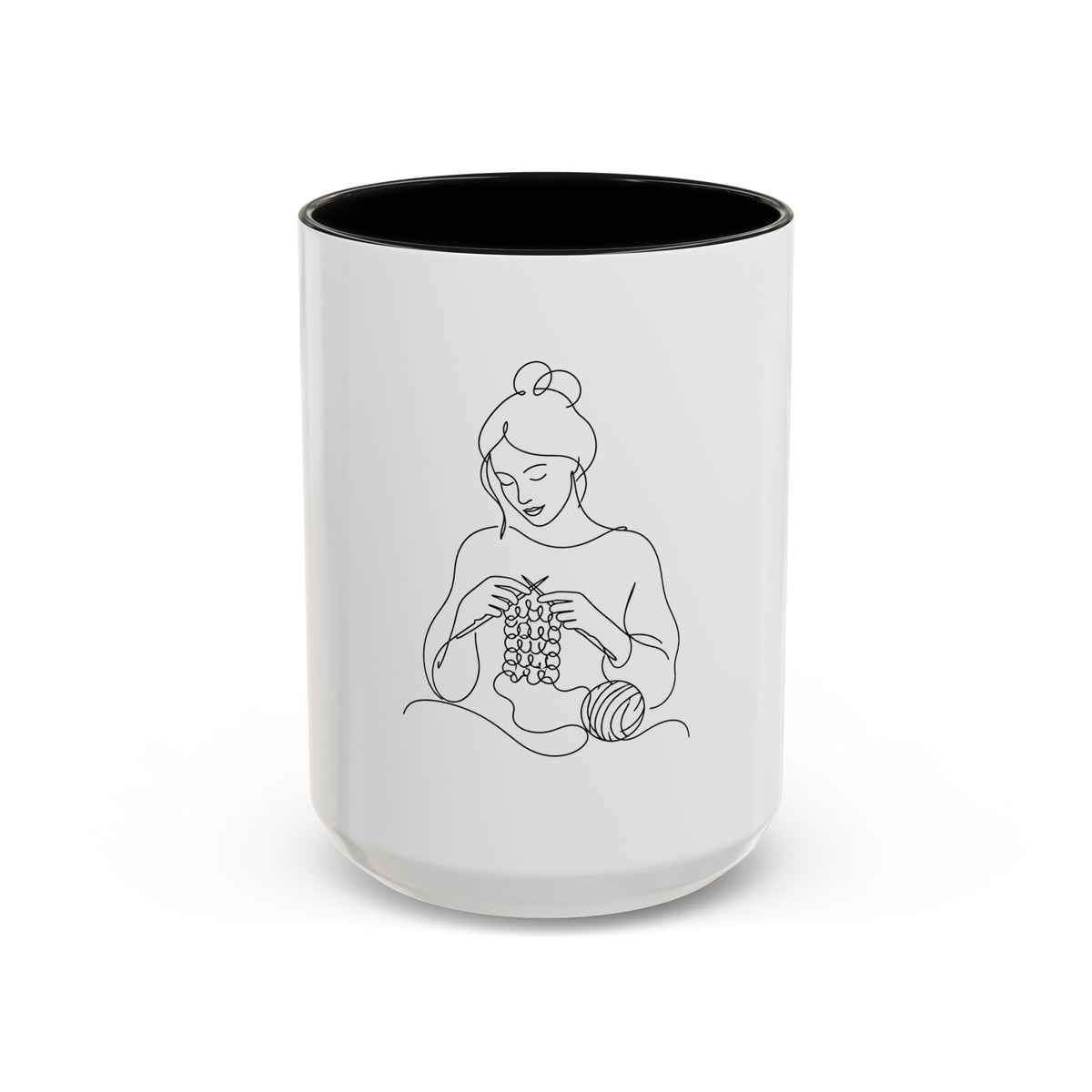 She Knits, She Sips – One Line Art Mug