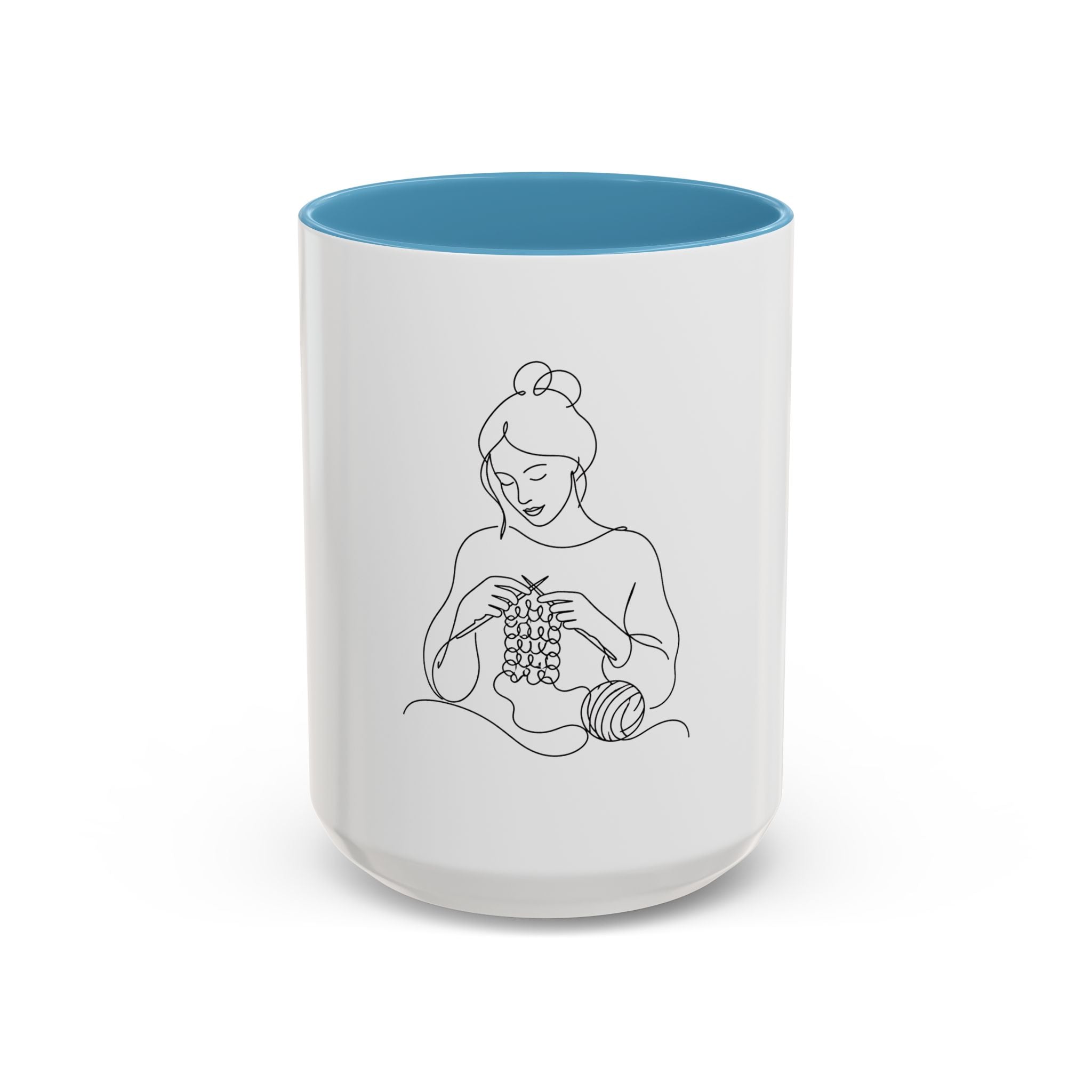 She Knits, She Sips – One Line Art Mug