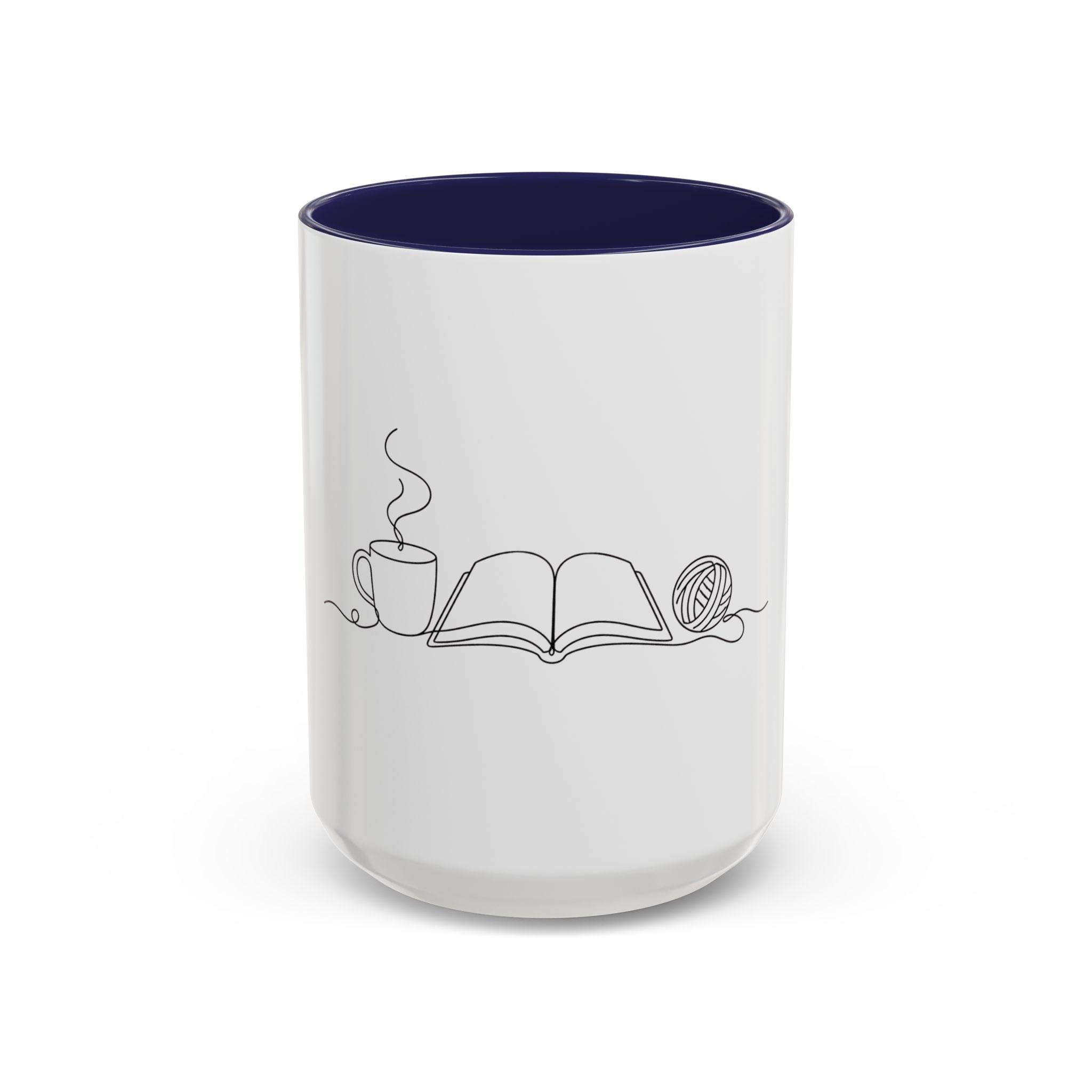 The Holy Trinity – Coffee, Books & Yarn One Line Art Mug
