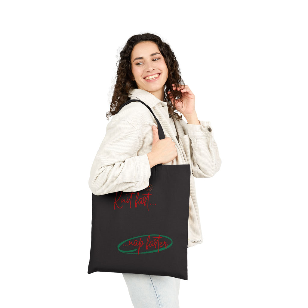 "Knit Fast, Nap Faster" Funny Tote Bag