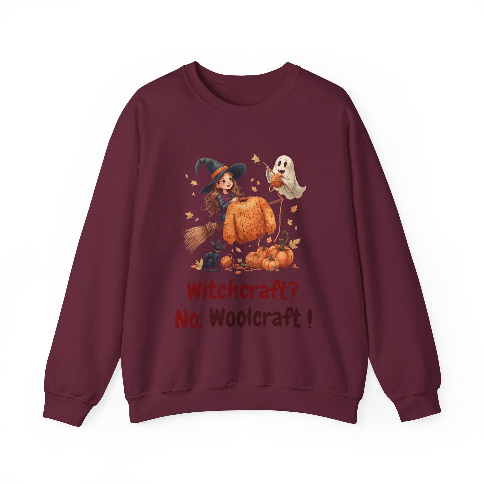 Witchcraft? No, Woolcraft — Funny Halloween Knitting Sweatshirt