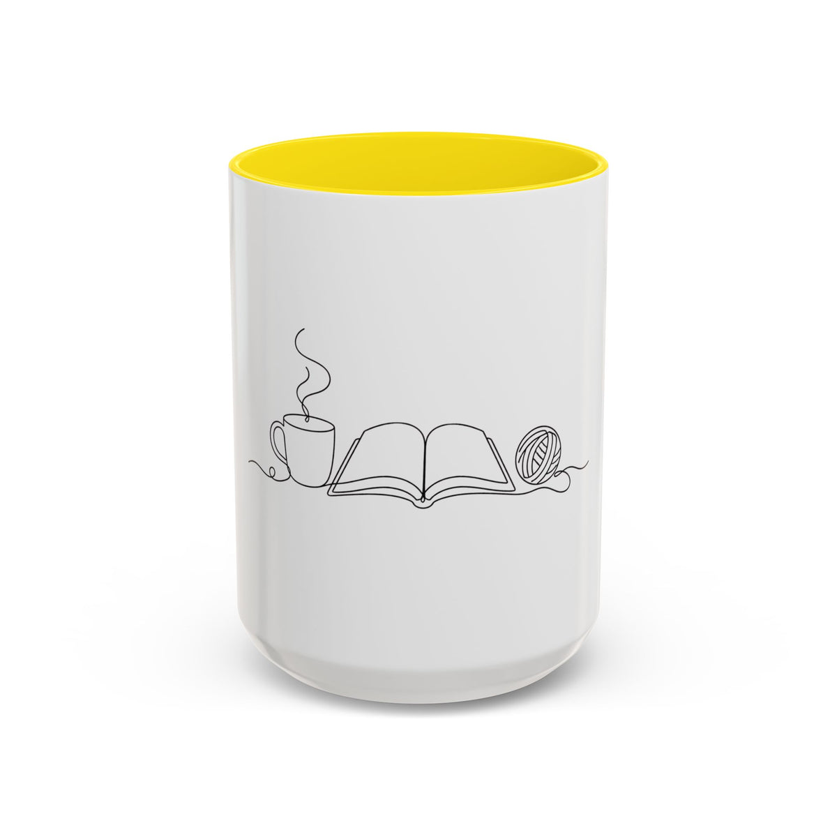 The Holy Trinity – Coffee, Books & Yarn One Line Art Mug