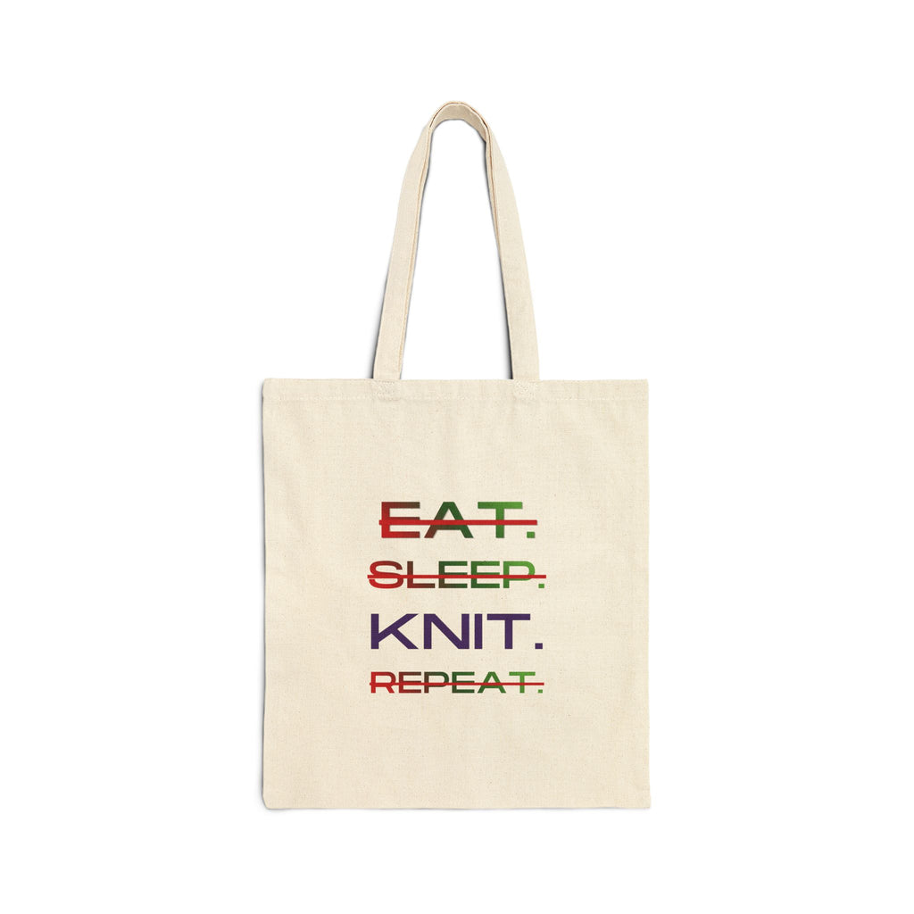 "Eat. Sleep. Knit. Repeat." – Funny Tote Bag for Knitters