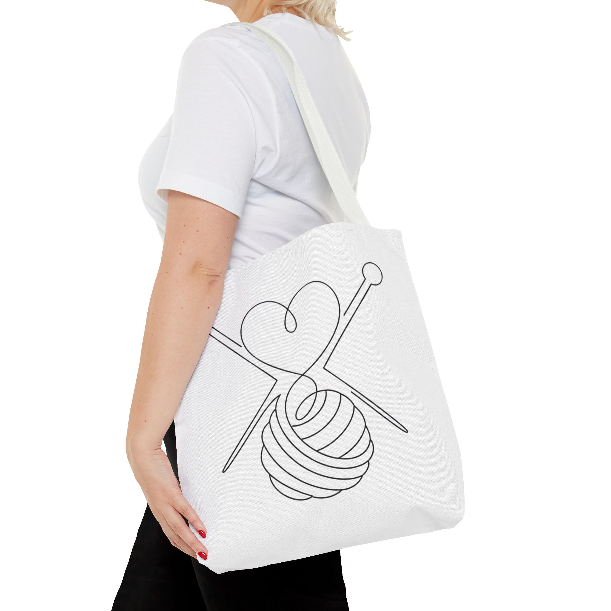 Made with Love & Yarn – One Line Art Tote Bag