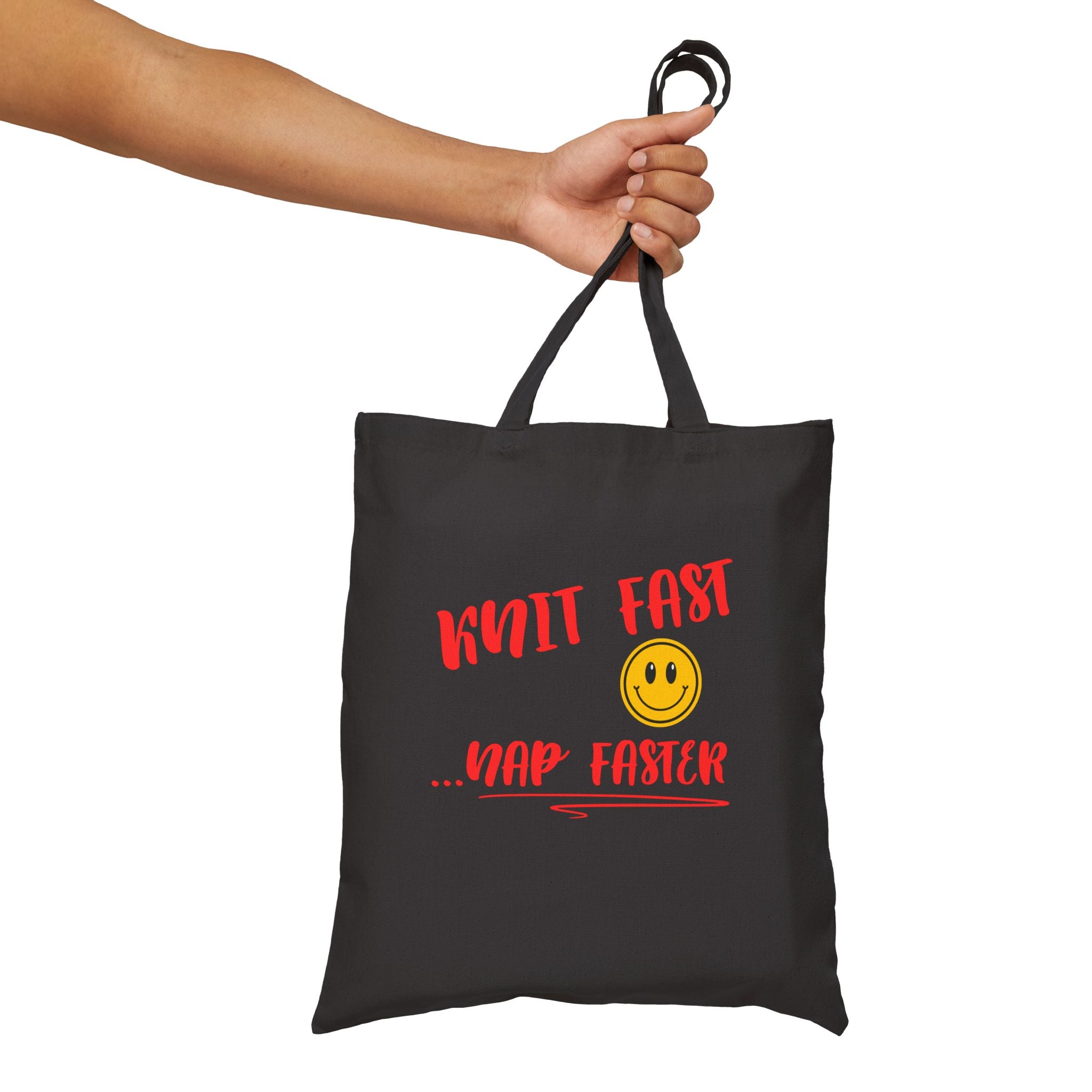 Knit Fast, Nap Faster — Funny Knitting Tote Bag