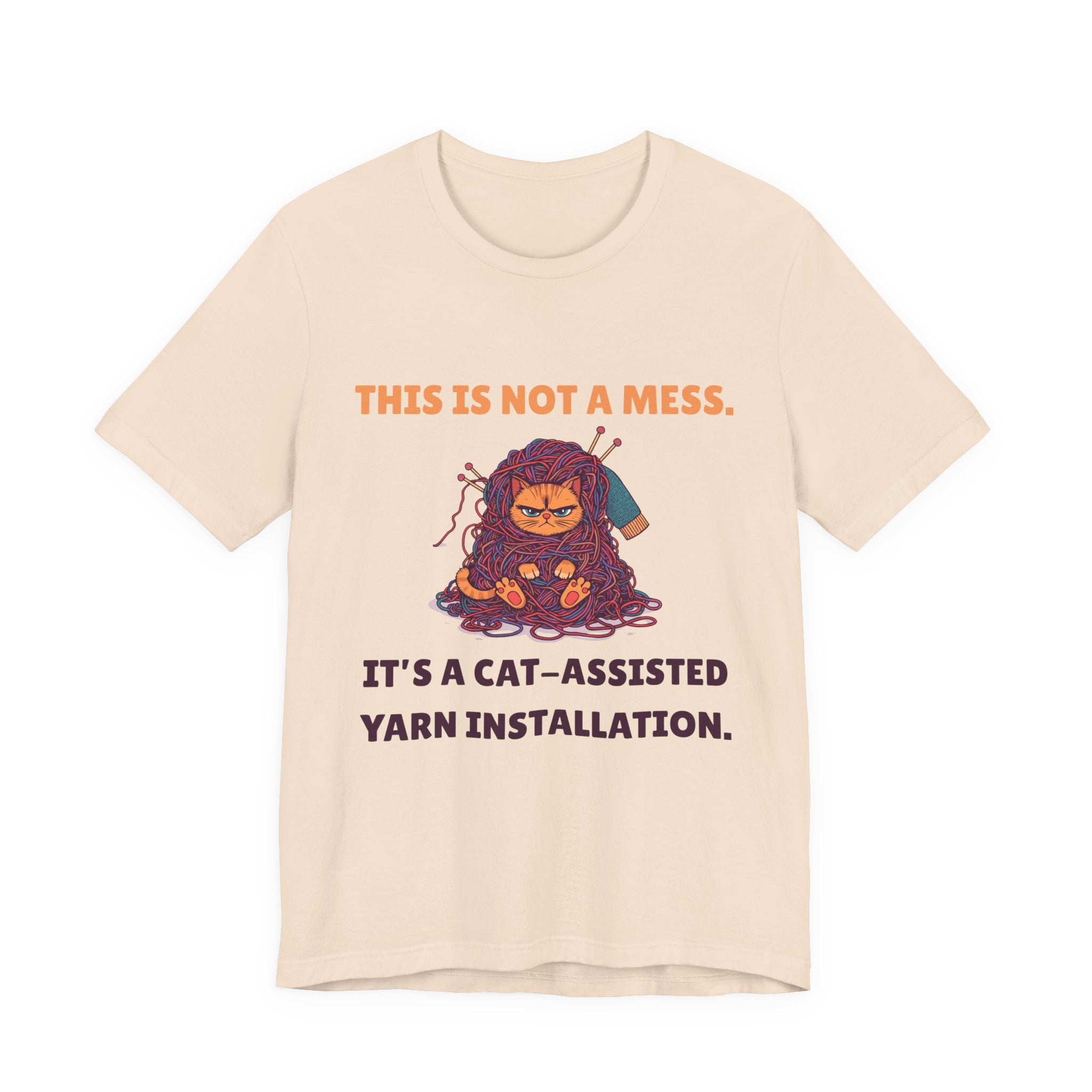 "This Is Not a Mess. It's a Cat-Assisted Yarn Installation" Unisex Knitting Tee