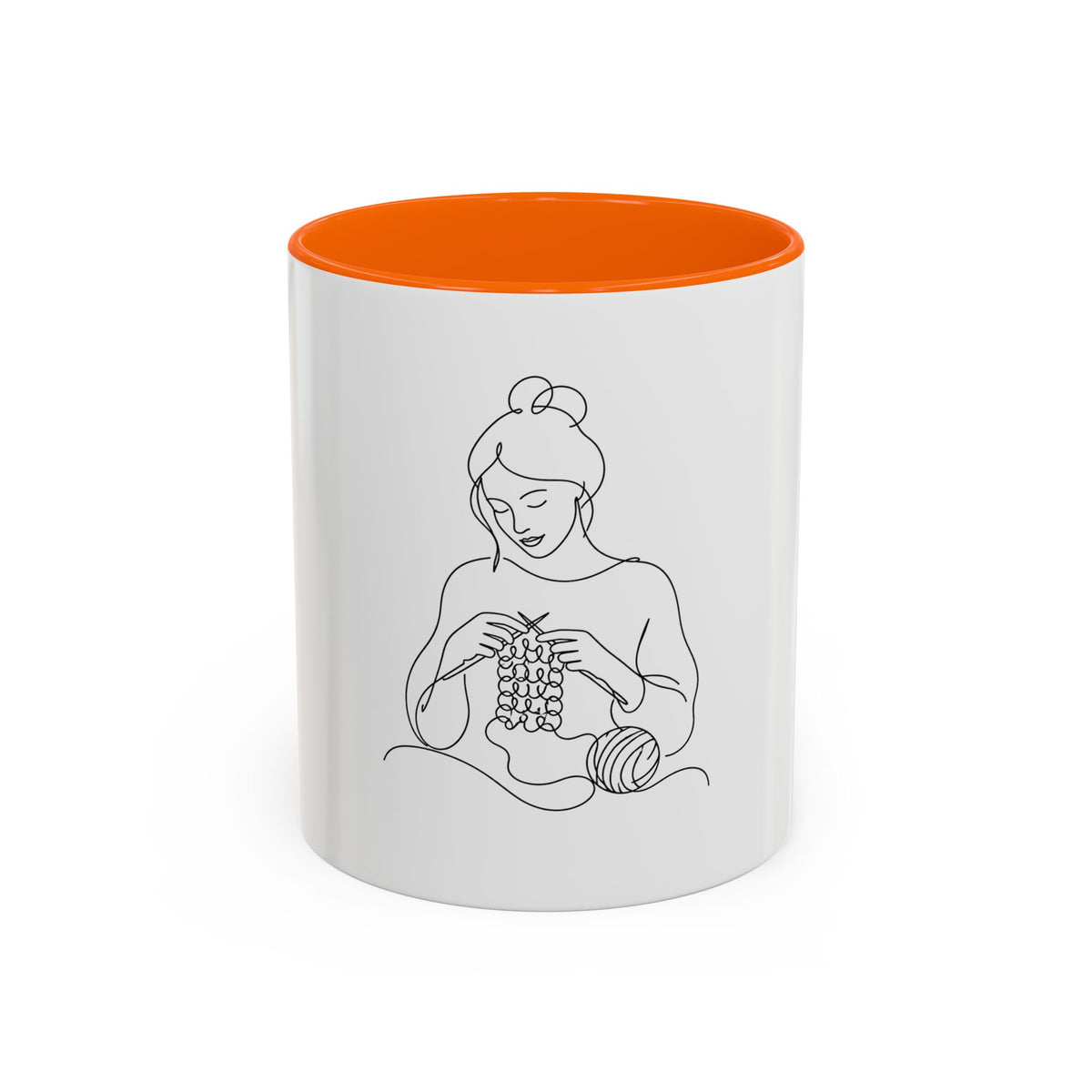 She Knits, She Sips – One Line Art Mug