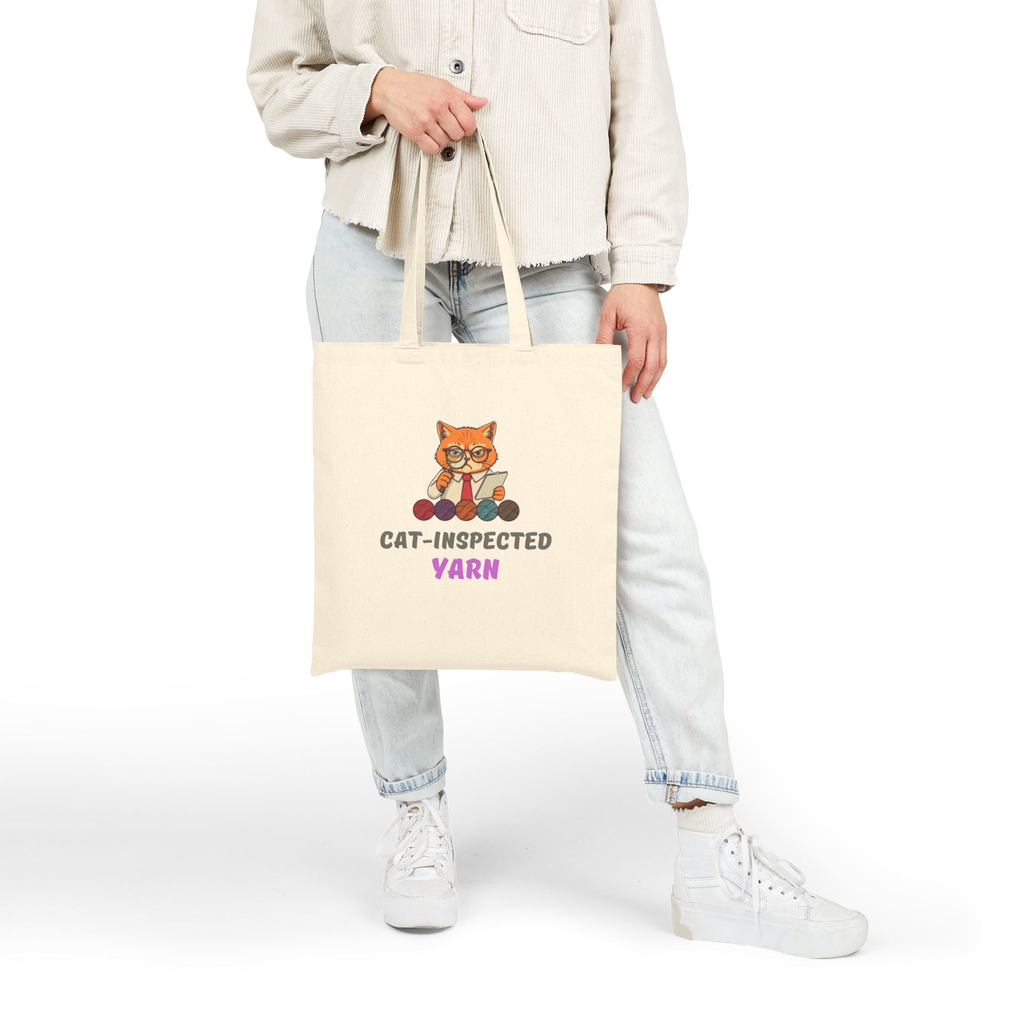 "Cat-Inspected Yarn" Cotton Canvas Tote Bag