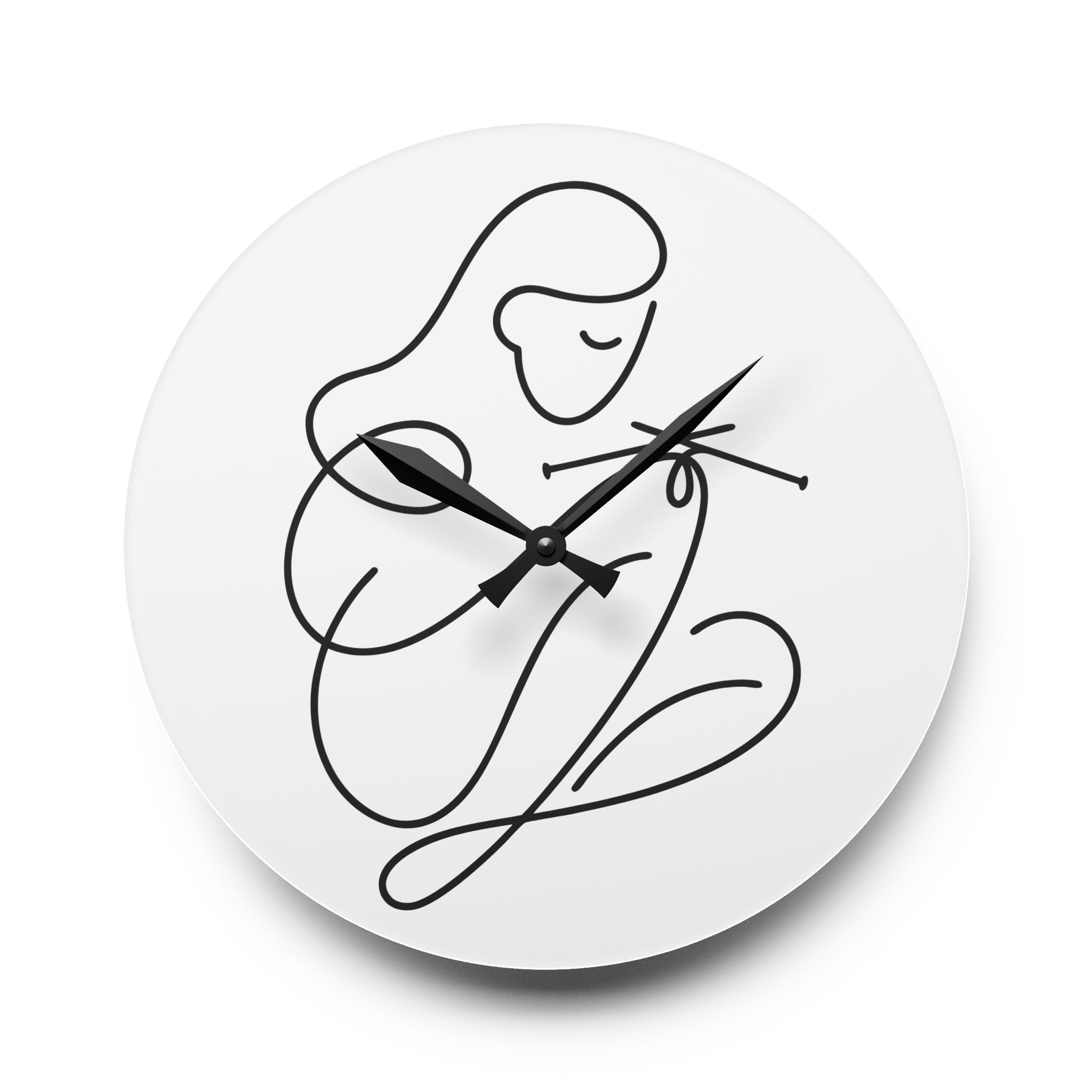 Time to Knit – One Line Art Acrylic Wall Clock