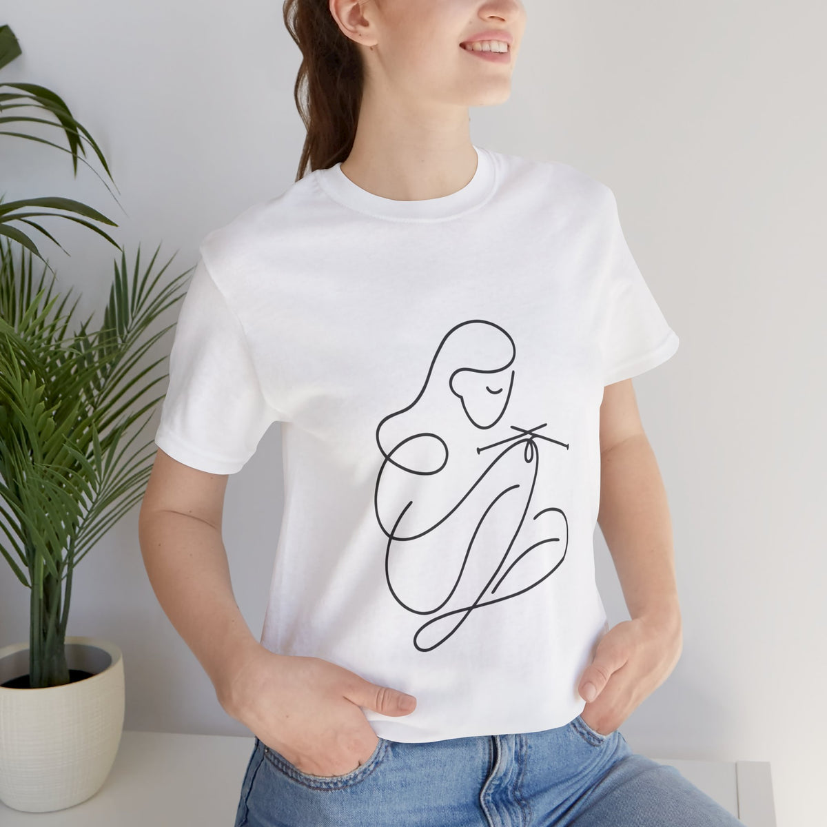 Time to Knit – One Line Art Unisex Tee