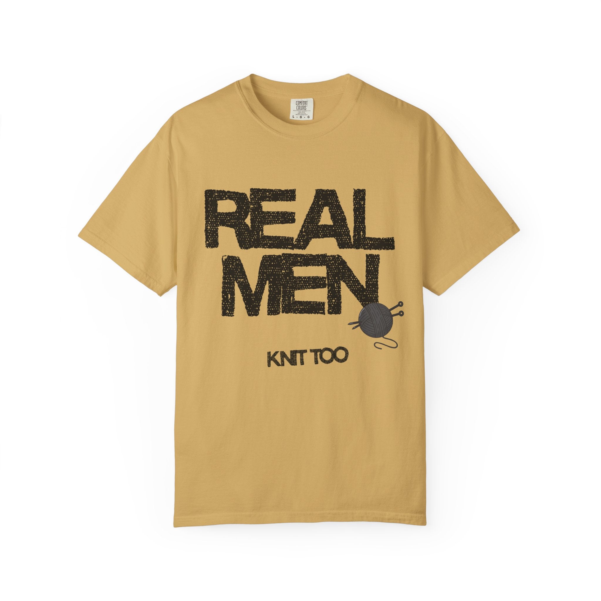 "Real Men knit too" – Funny Knitting T-Shirt for Men