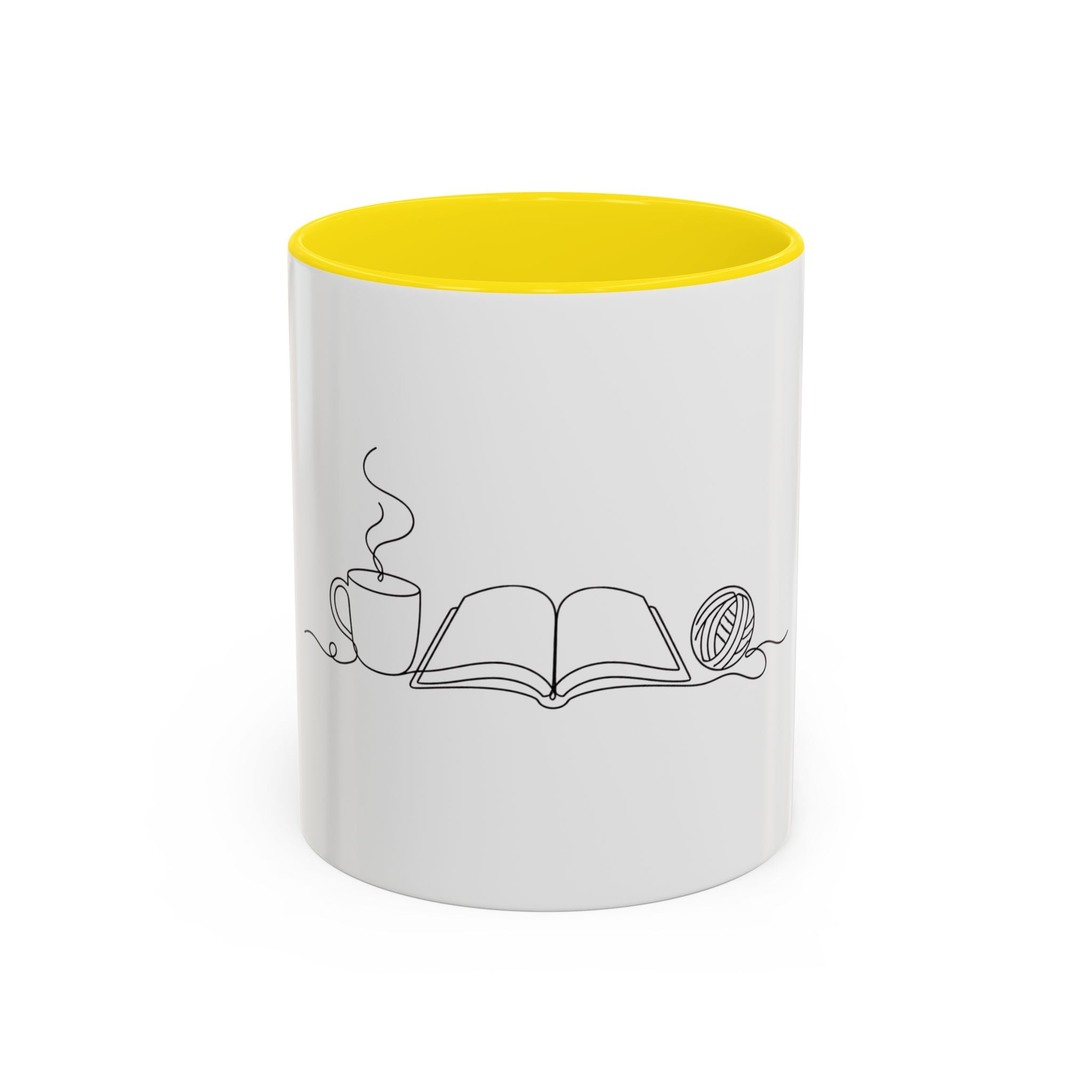 The Holy Trinity – Coffee, Books & Yarn One Line Art Mug