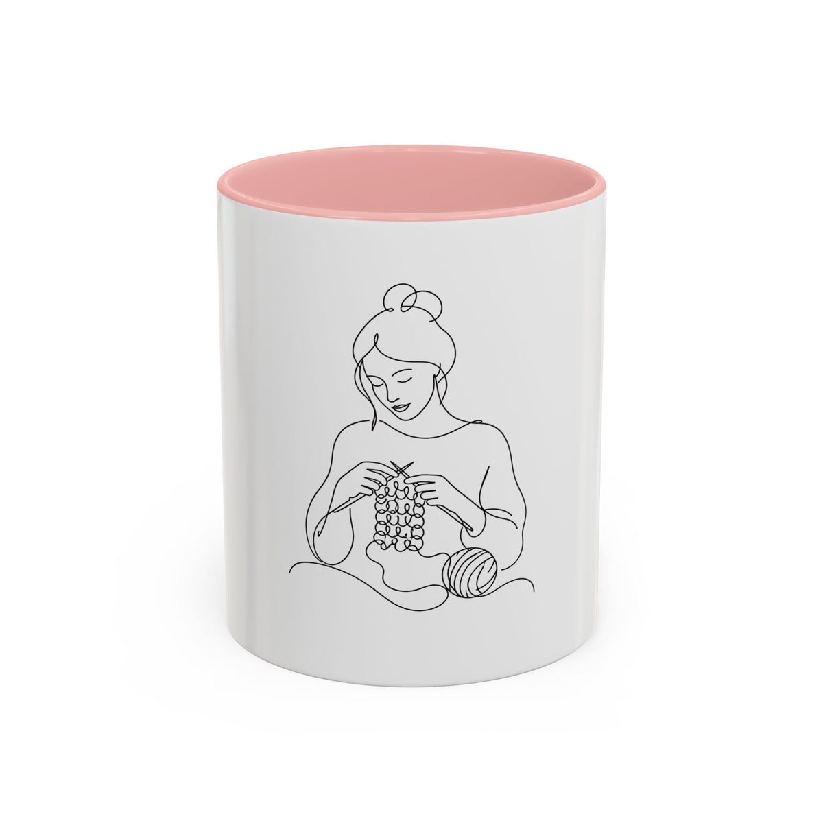 She Knits, She Sips – One Line Art Mug