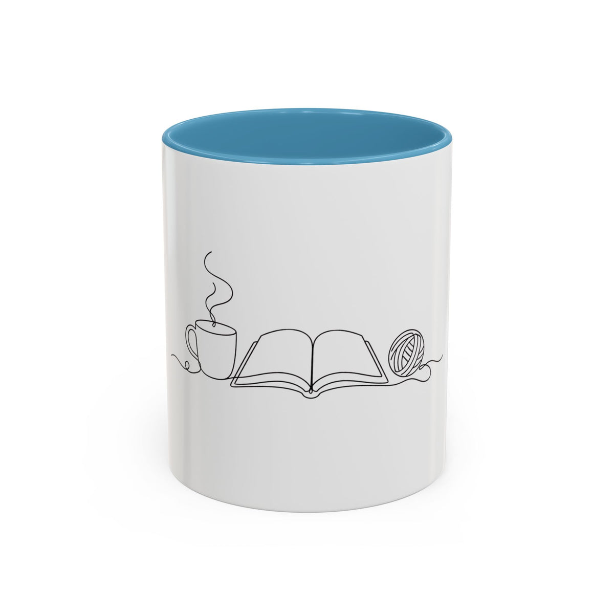 The Holy Trinity – Coffee, Books & Yarn One Line Art Mug