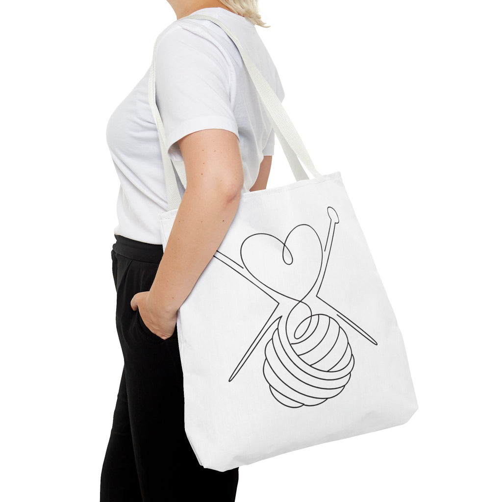 Made with Love & Yarn – One Line Art Tote Bag