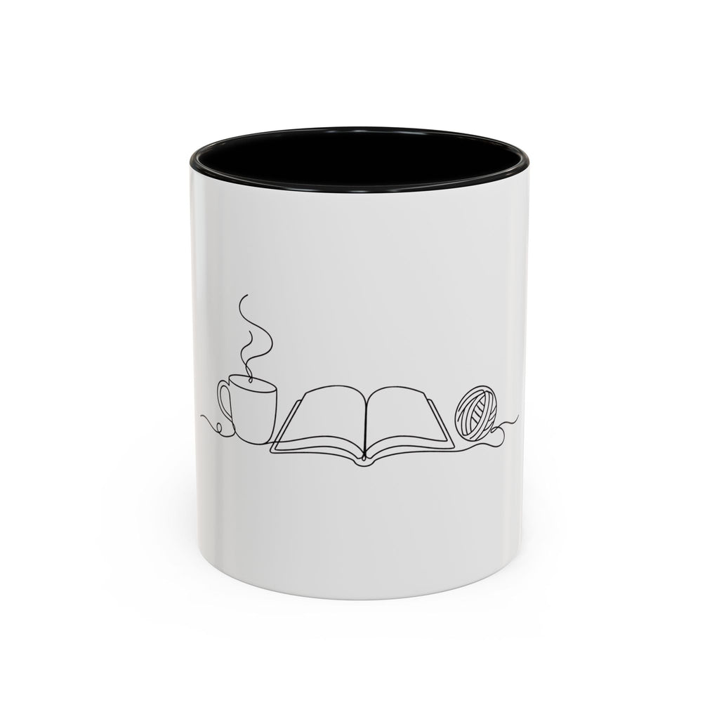The Holy Trinity – Coffee, Books & Yarn One Line Art Mug