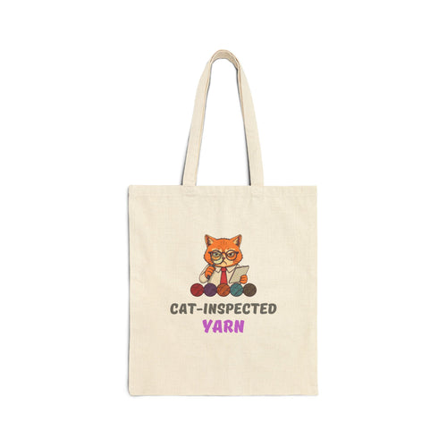 "Cat-Inspected Yarn" Cotton Canvas Tote Bag