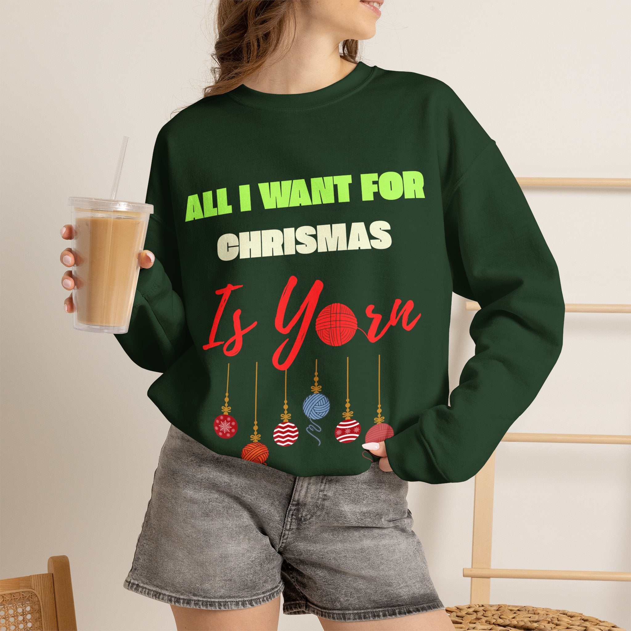 All I Want for Christmas Is Yarn | Women's Knitting Sweatshirt