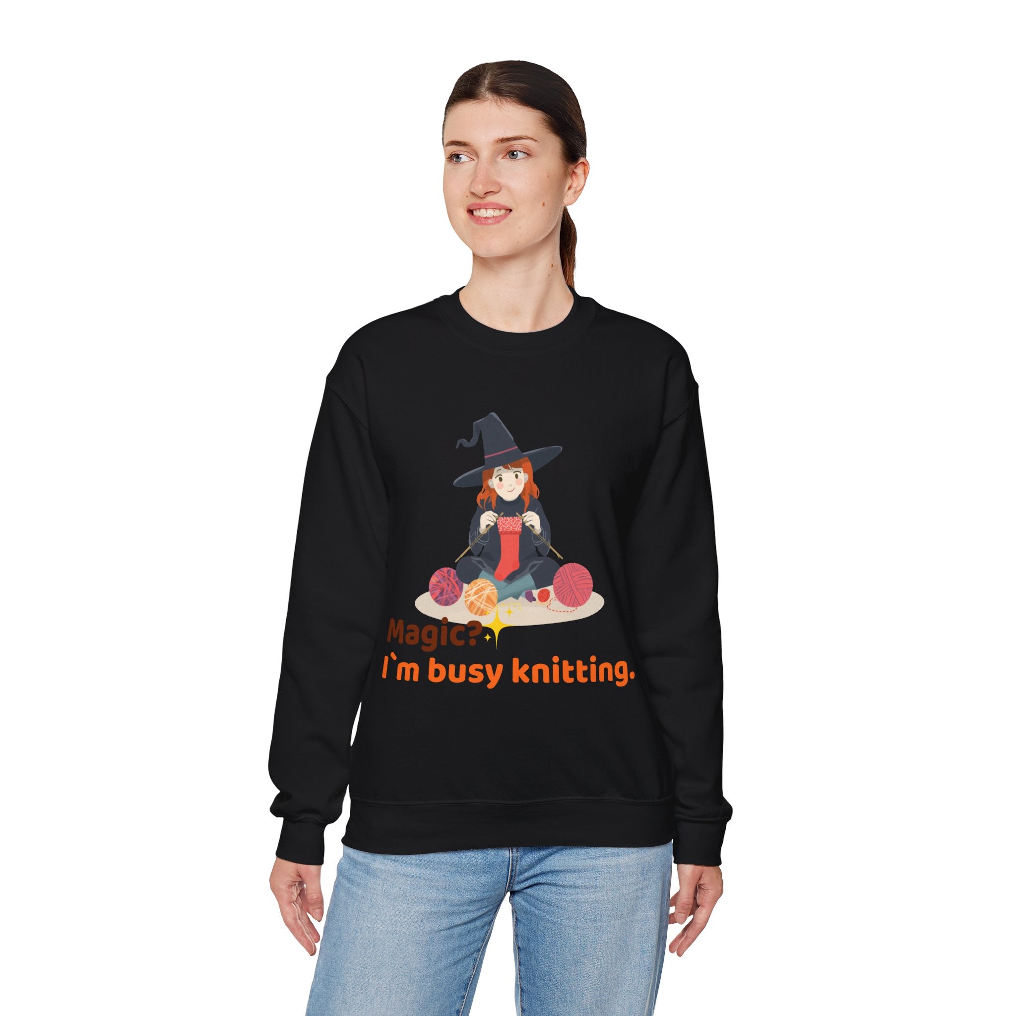 Magic? I’m Busy Knitting — Halloween Knitting Sweatshirt