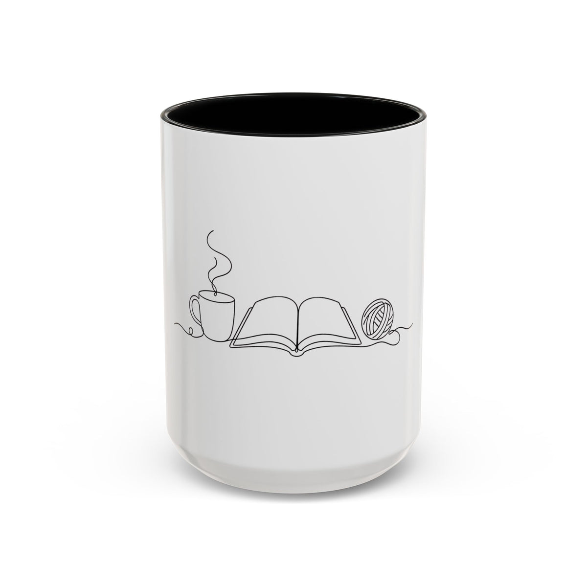 The Holy Trinity – Coffee, Books & Yarn One Line Art Mug