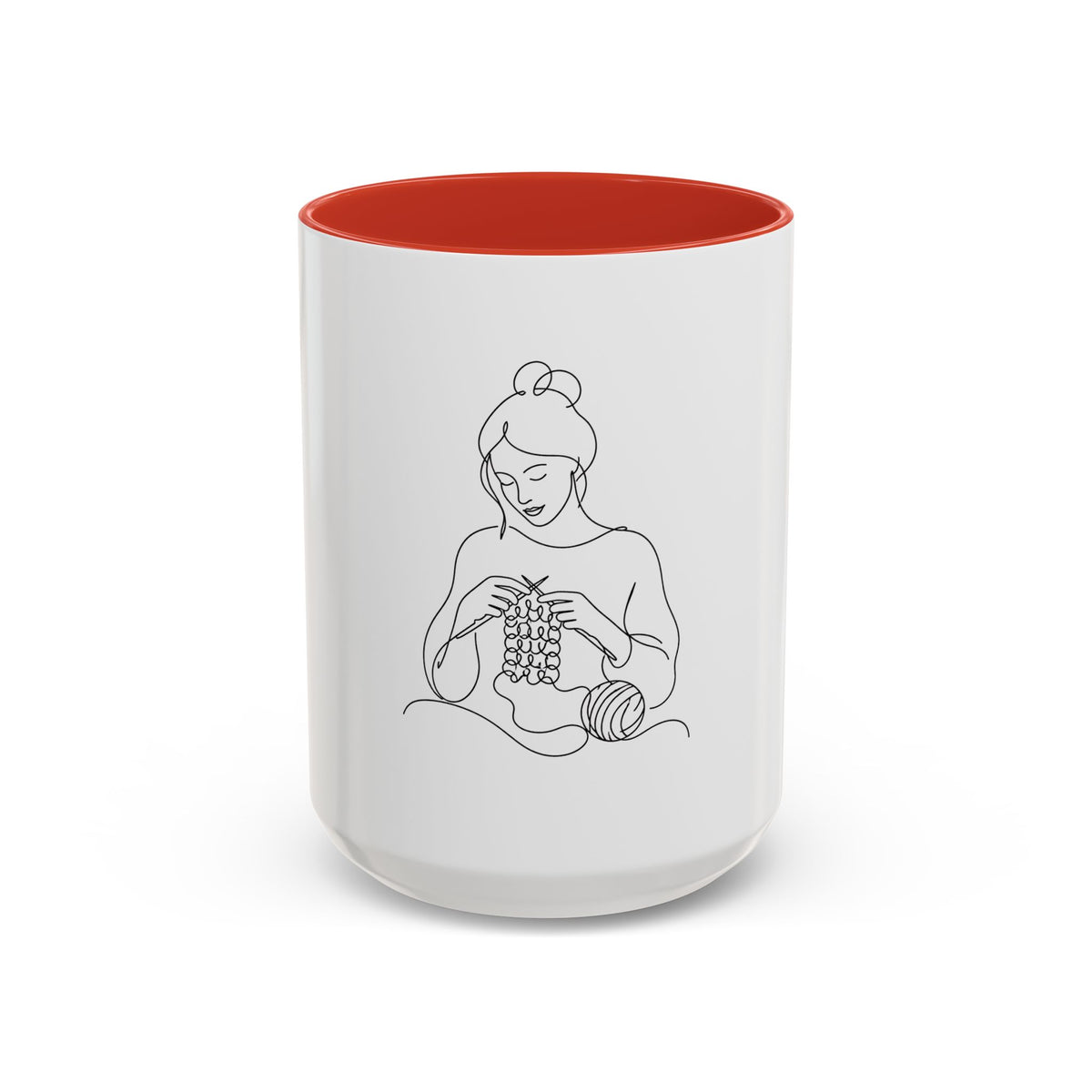 She Knits, She Sips – One Line Art Mug