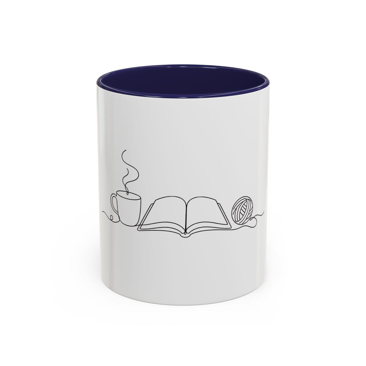 The Holy Trinity – Coffee, Books & Yarn One Line Art Mug