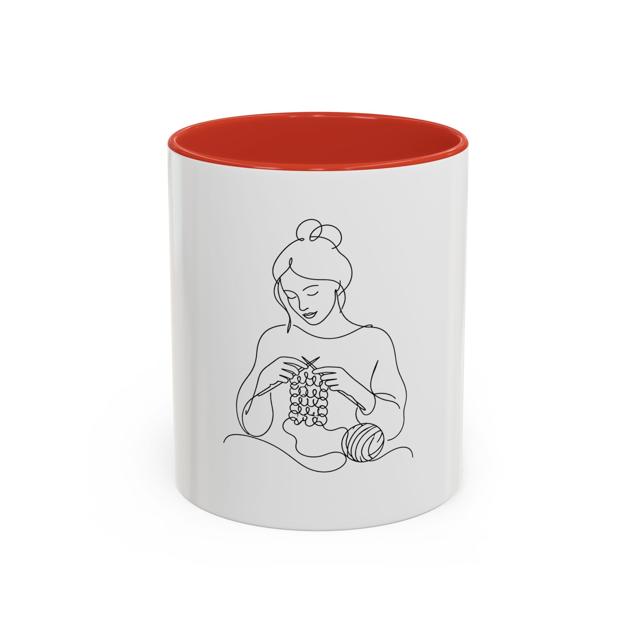 She Knits, She Sips – One Line Art Mug