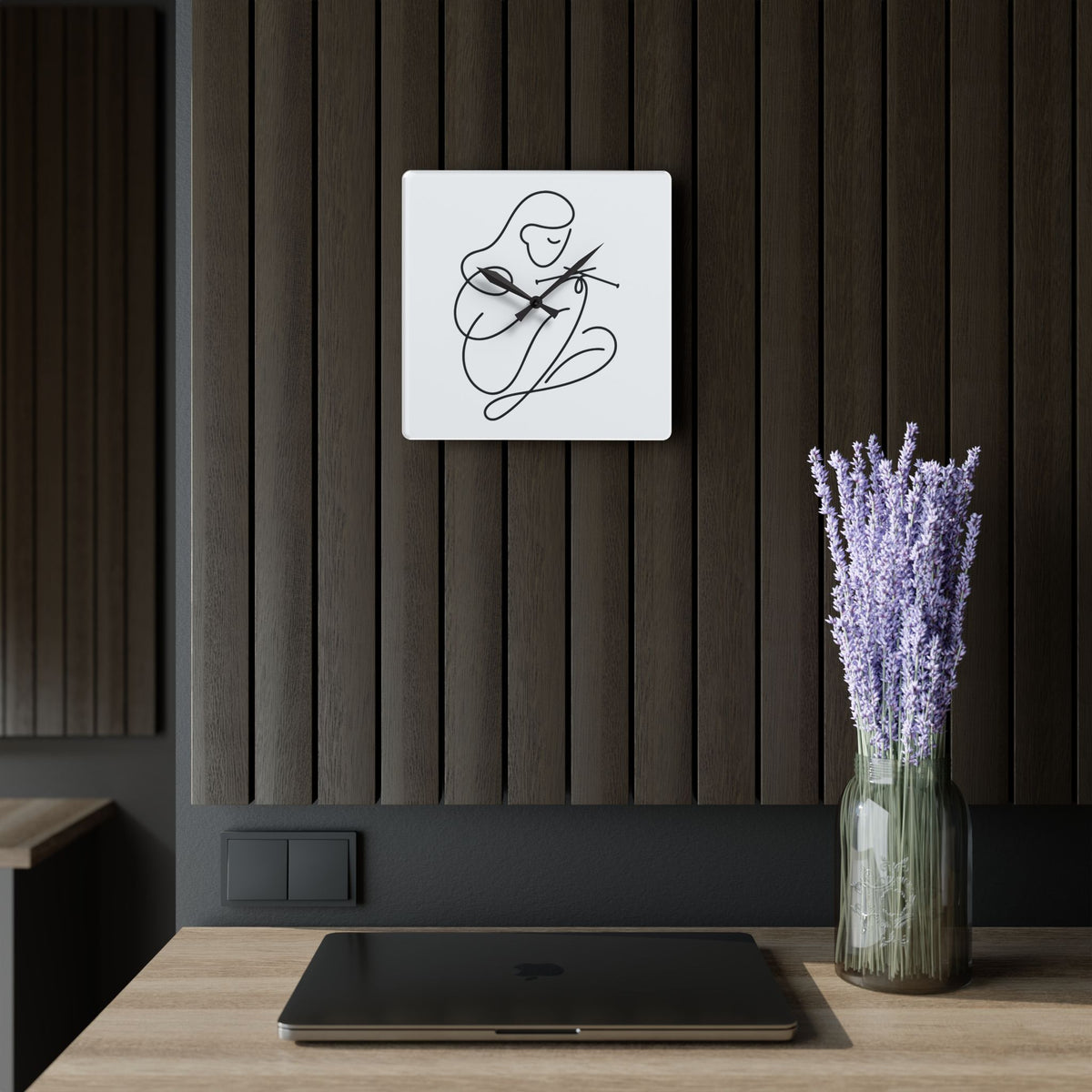 Time to Knit – One Line Art Acrylic Wall Clock