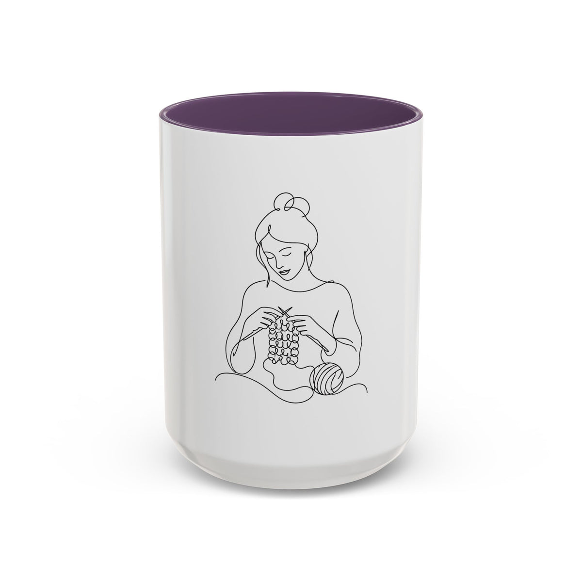 She Knits, She Sips – One Line Art Mug