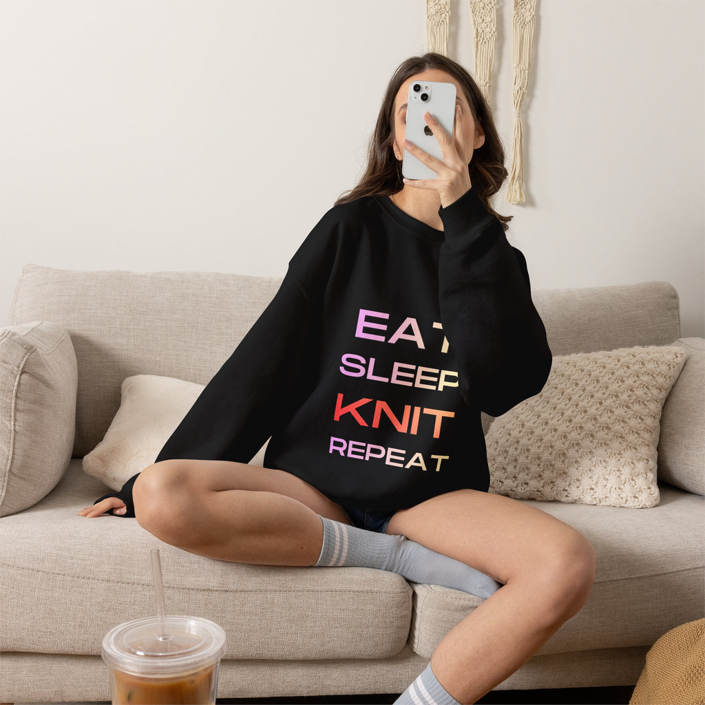 Eat Sleep Knit Repeat — Women's Knitting Sweatshirt