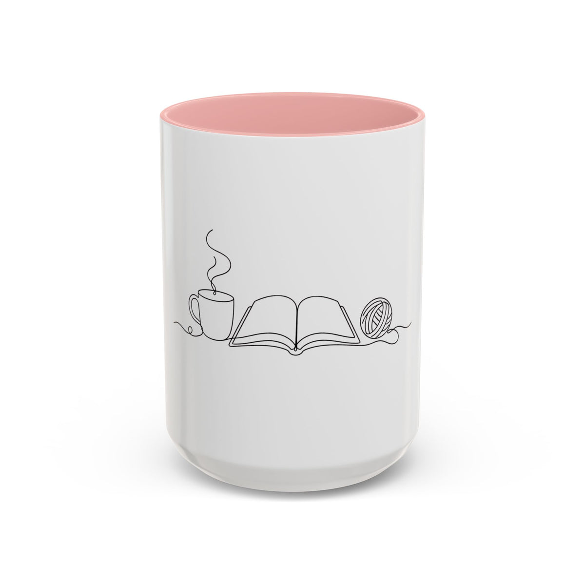 The Holy Trinity – Coffee, Books & Yarn One Line Art Mug