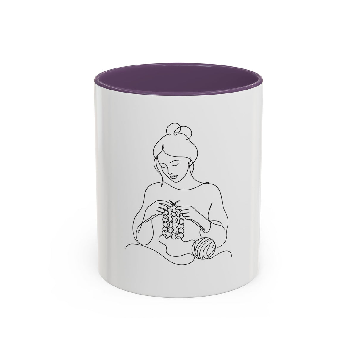 She Knits, She Sips – One Line Art Mug