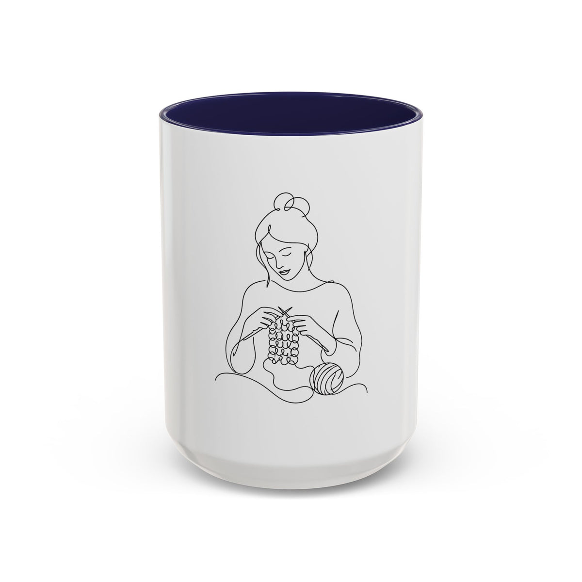 She Knits, She Sips – One Line Art Mug