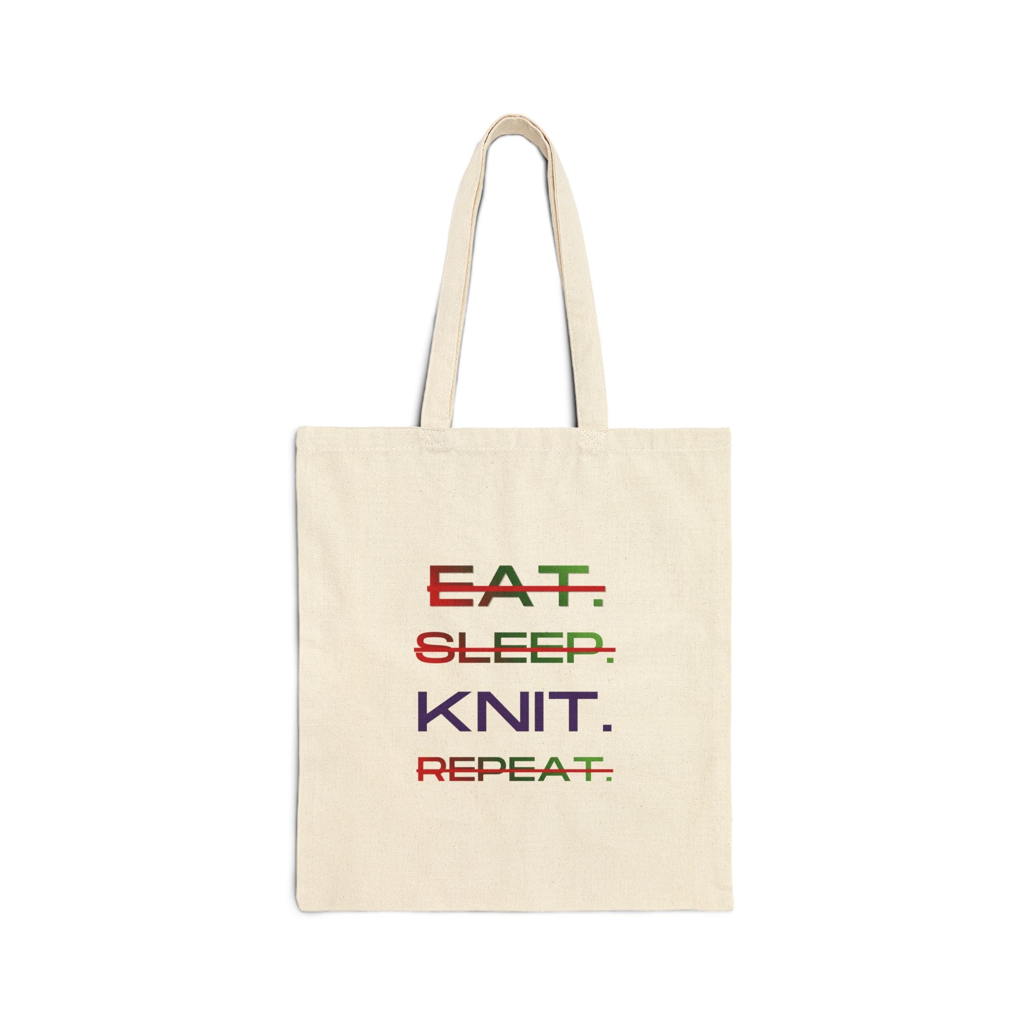 "Eat. Sleep. Knit. Repeat." – Funny Tote Bag for Knitters