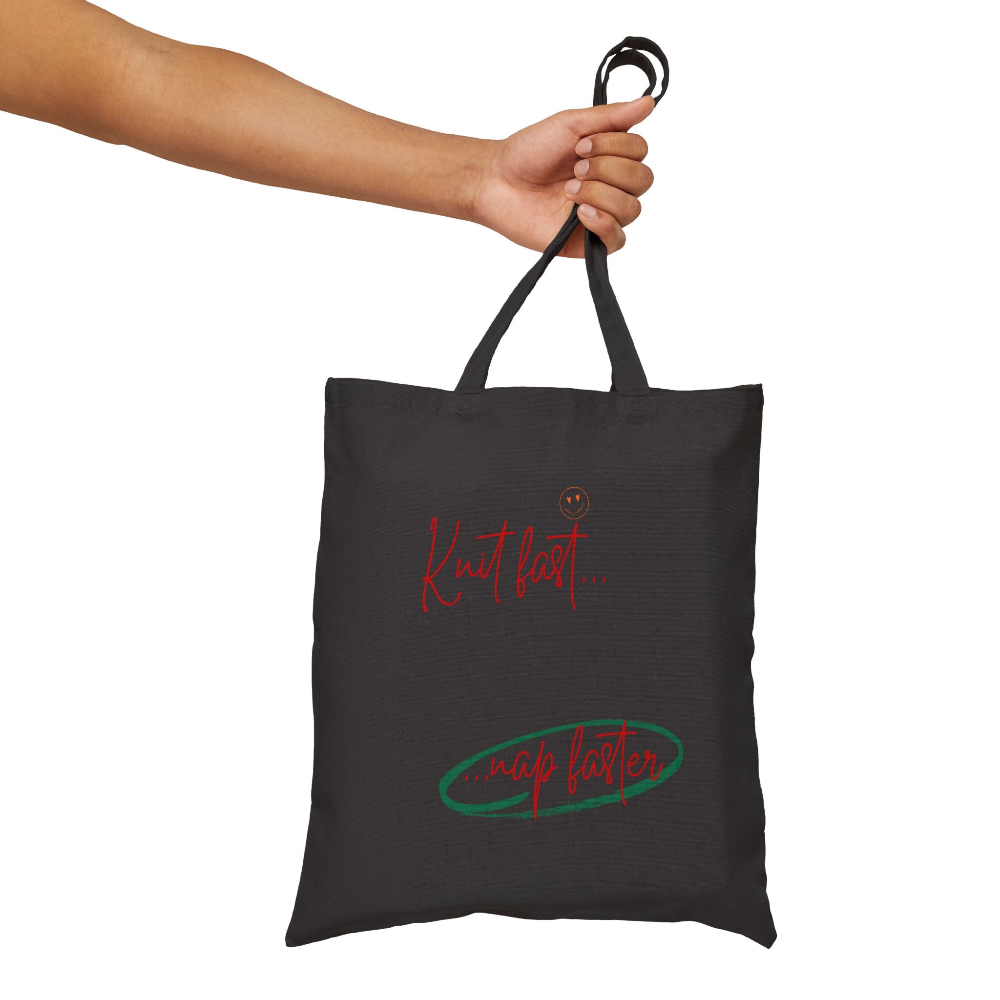 "Knit Fast, Nap Faster" Funny Tote Bag