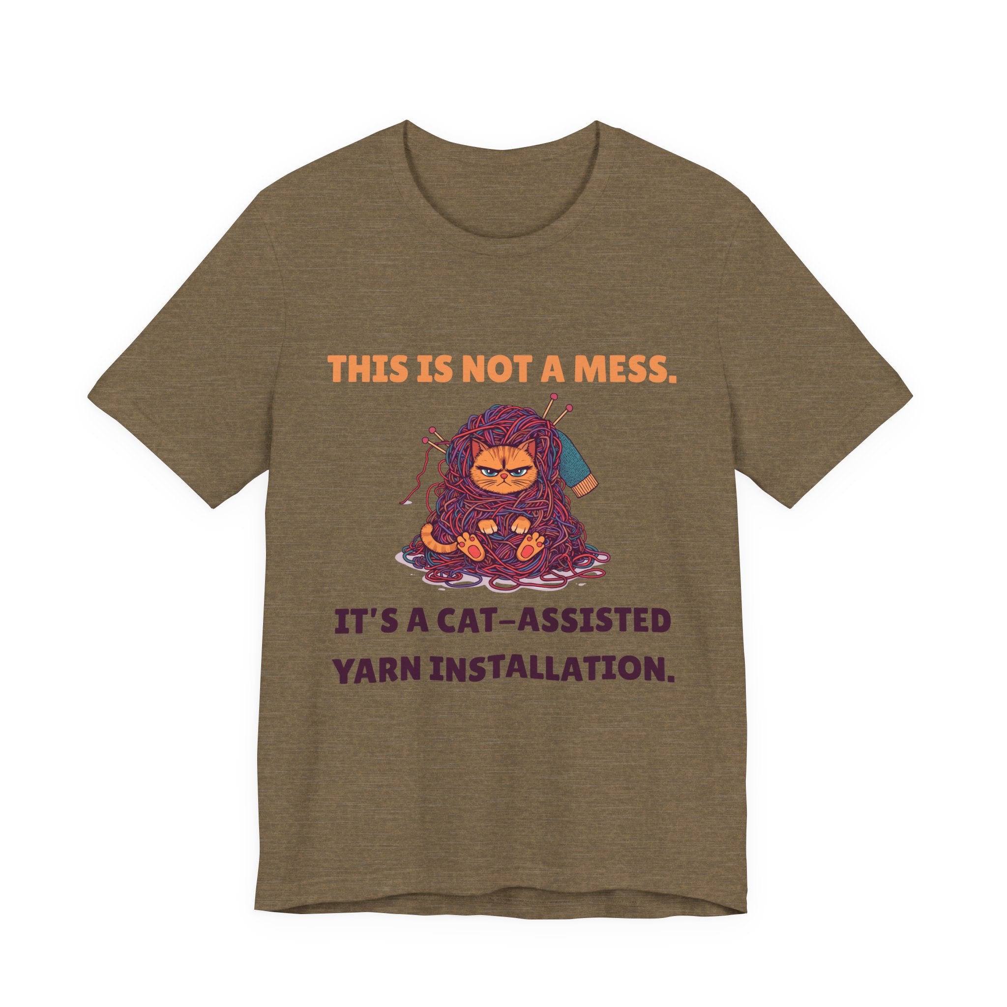 "This Is Not a Mess. It's a Cat-Assisted Yarn Installation" Unisex Knitting Tee