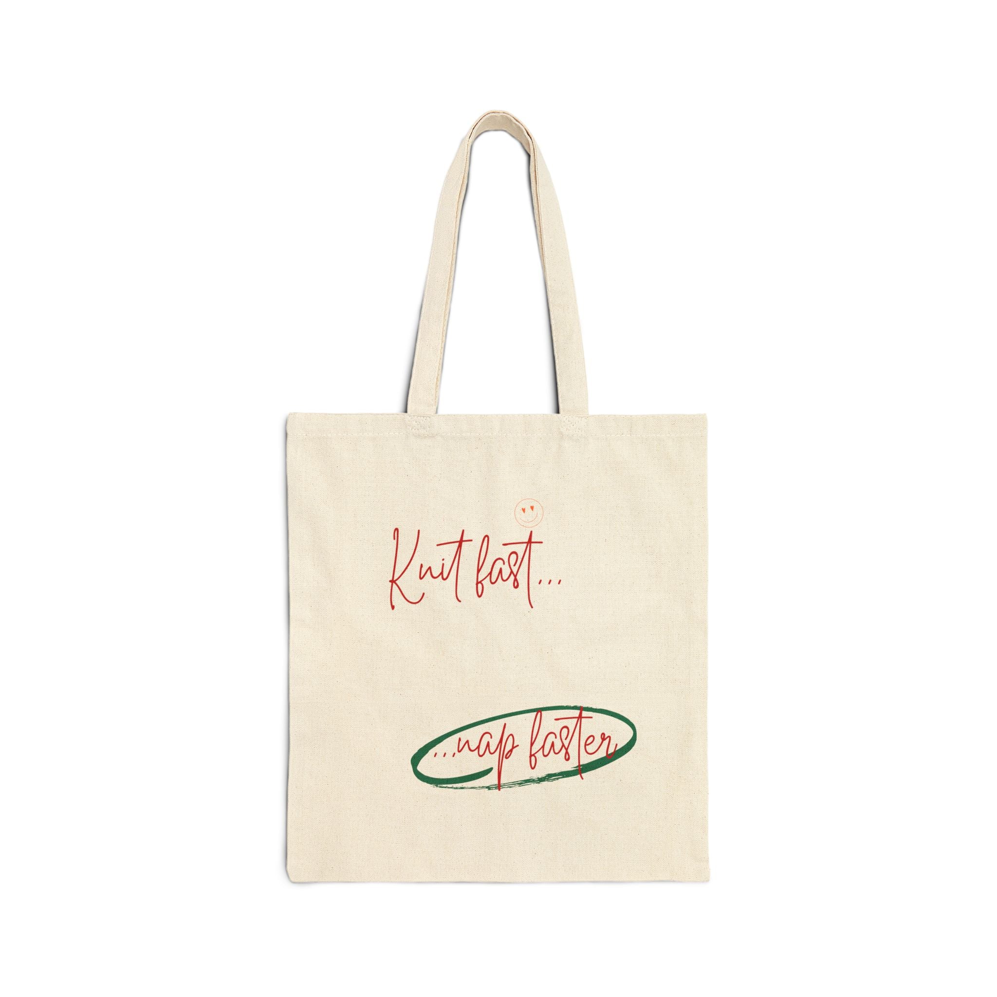 "Knit Fast, Nap Faster" Funny Tote Bag