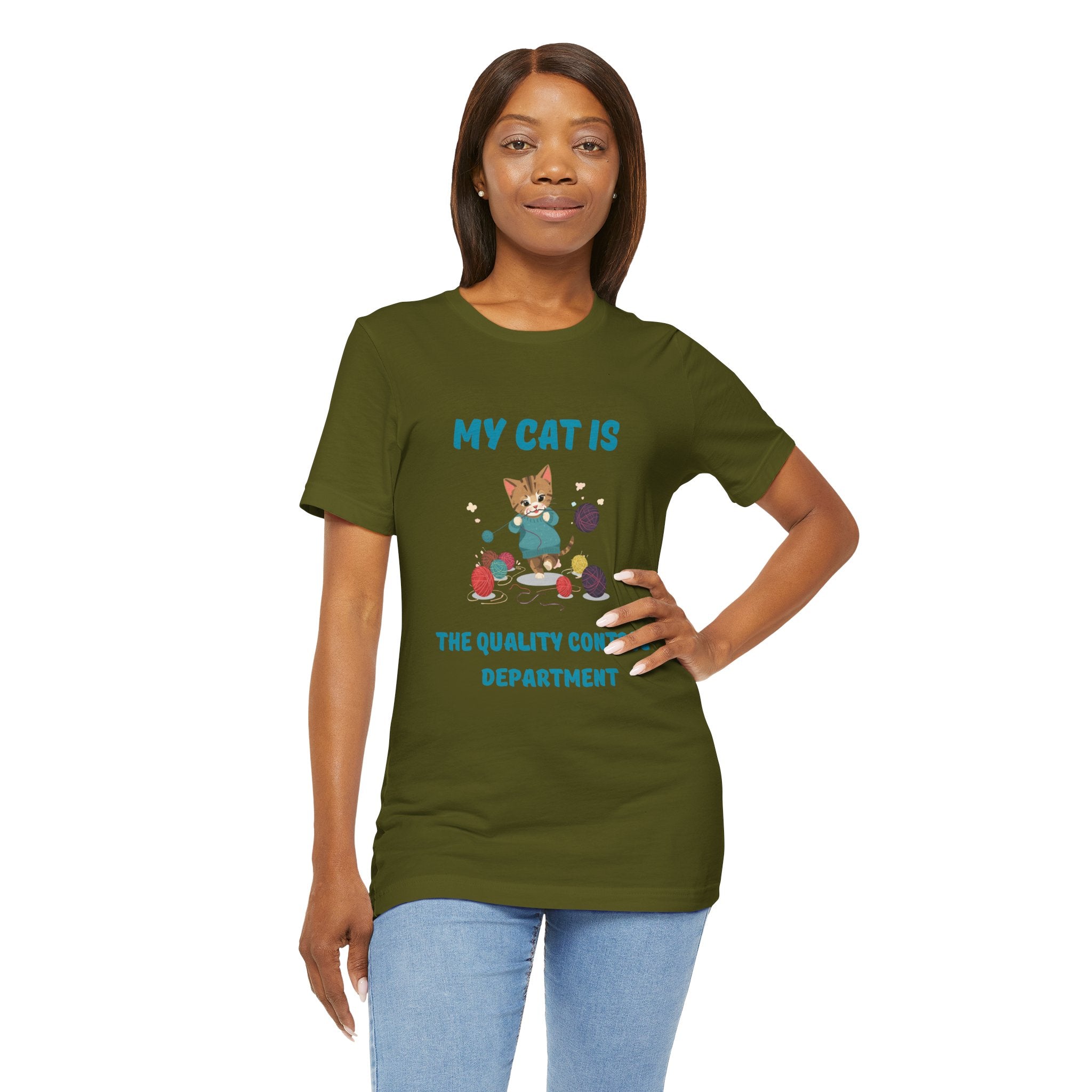 "My Cat Is the Quality Control Department" Unisex Knitting Tee