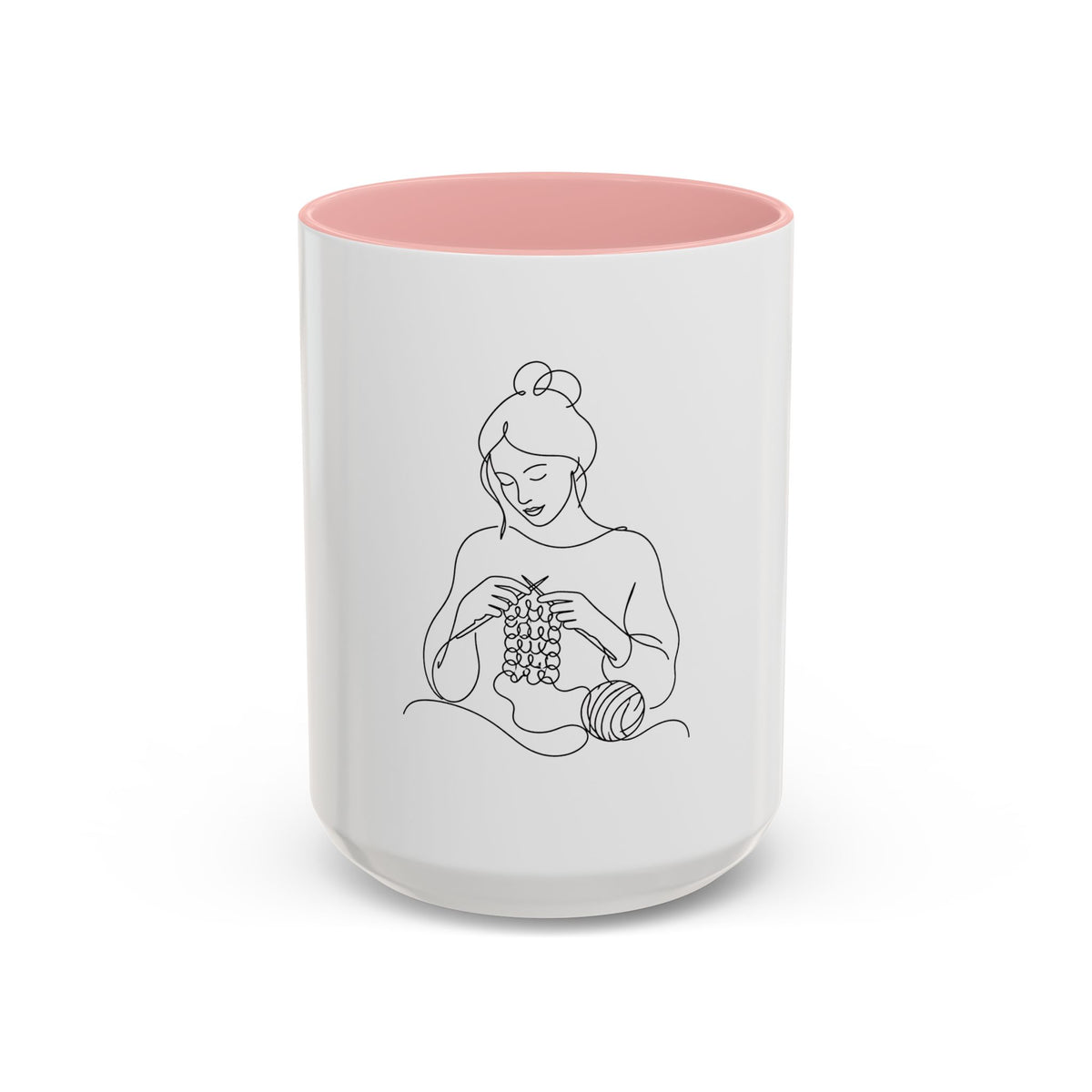 She Knits, She Sips – One Line Art Mug