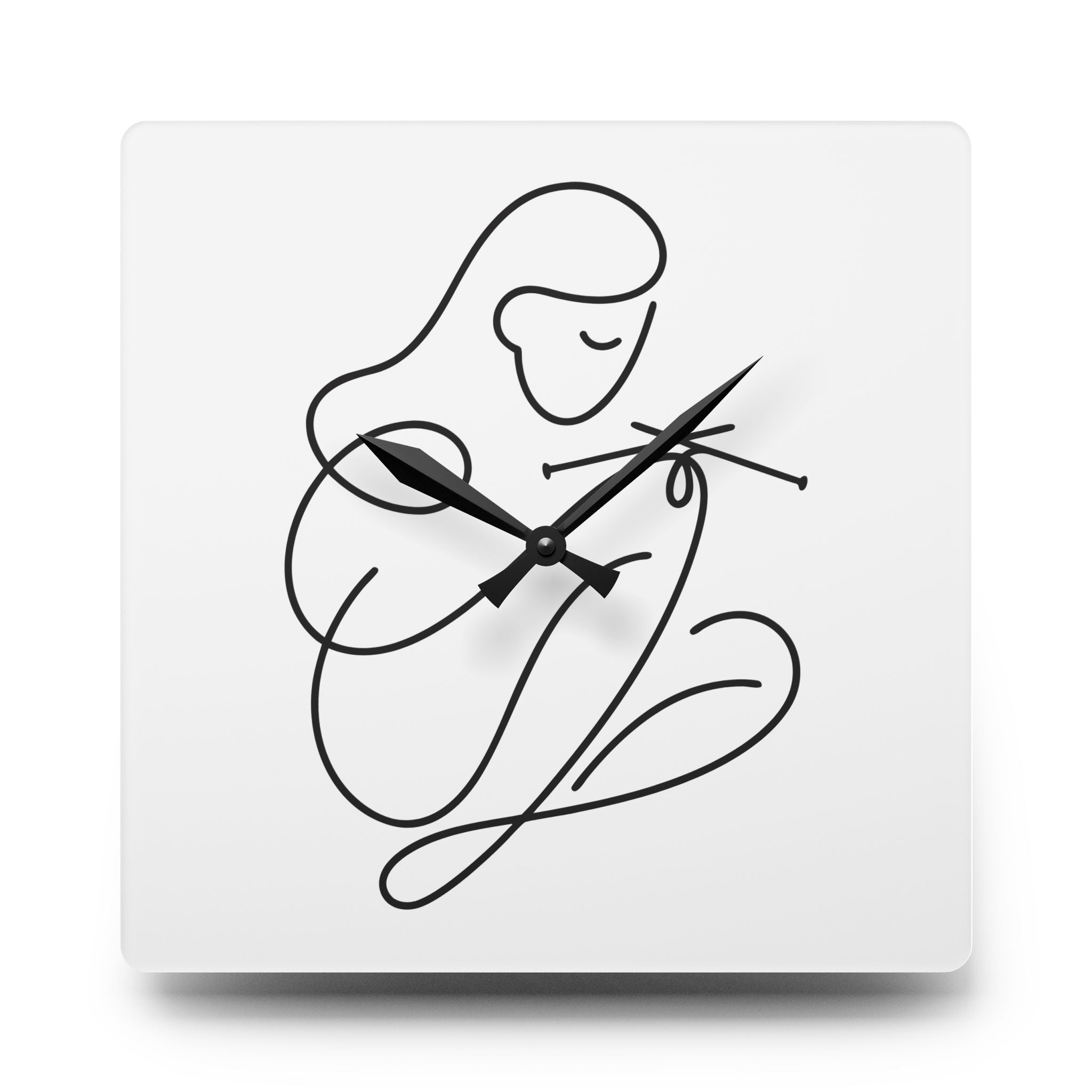 Time to Knit – One Line Art Acrylic Wall Clock