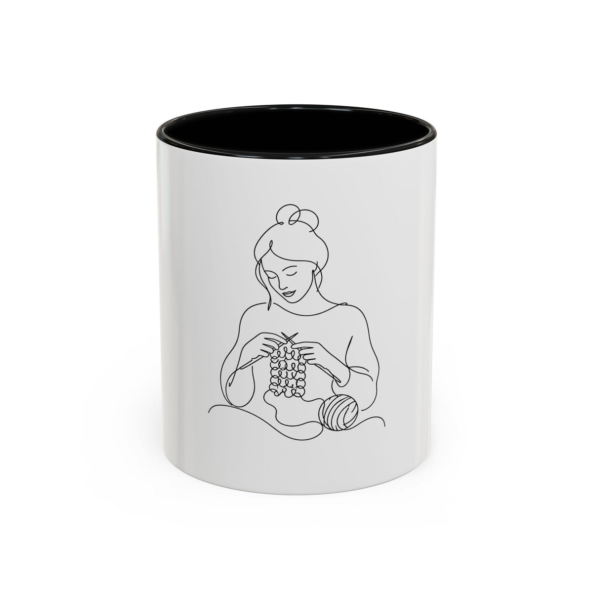 She Knits, She Sips – One Line Art Mug