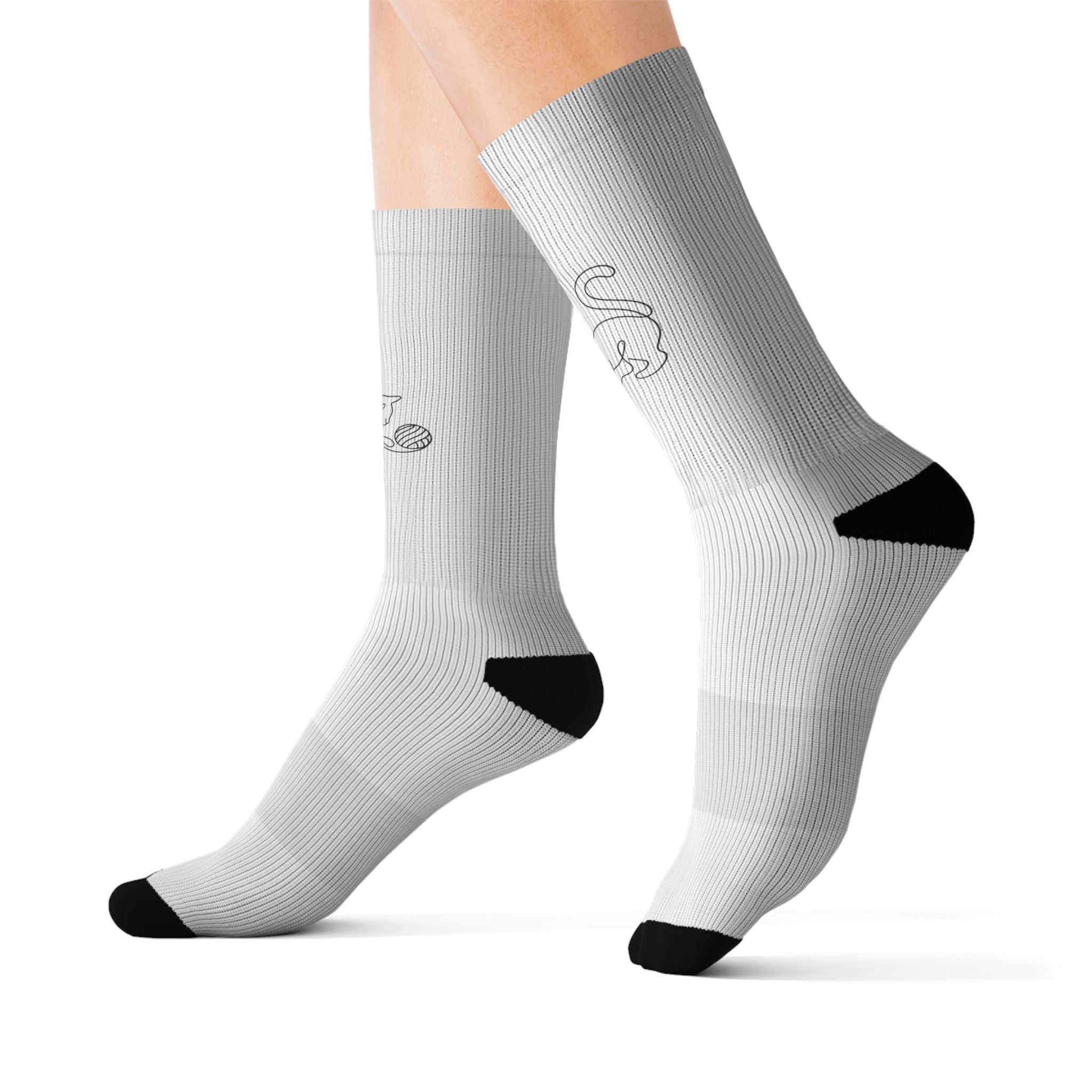 The Cat Got the Yarn (Again) – One Line Art Socks