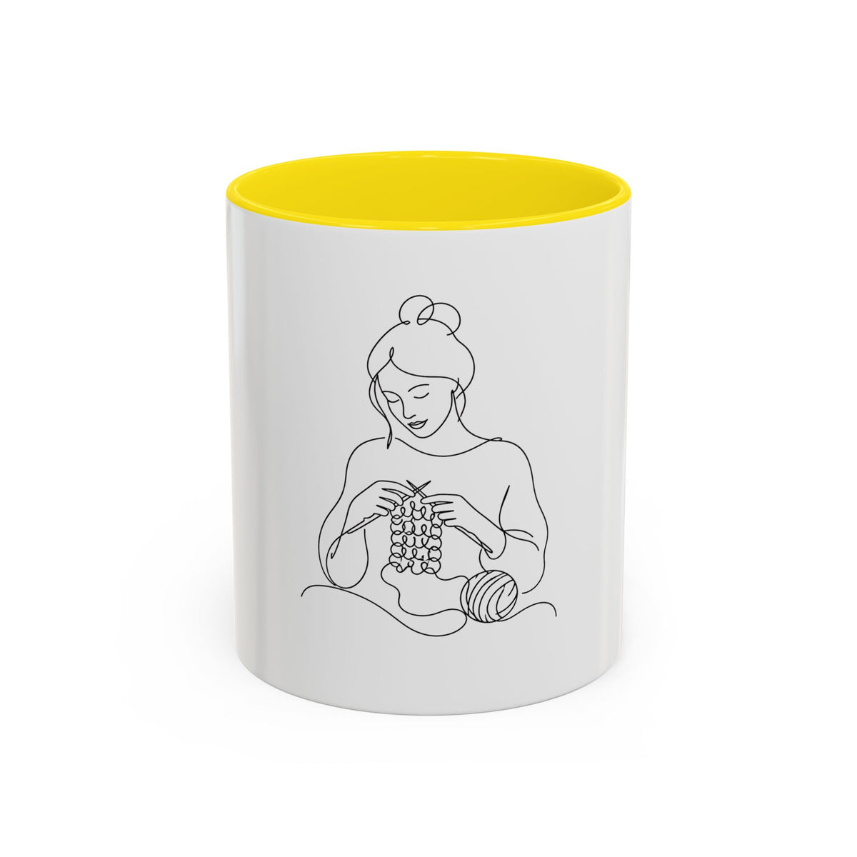 She Knits, She Sips – One Line Art Mug