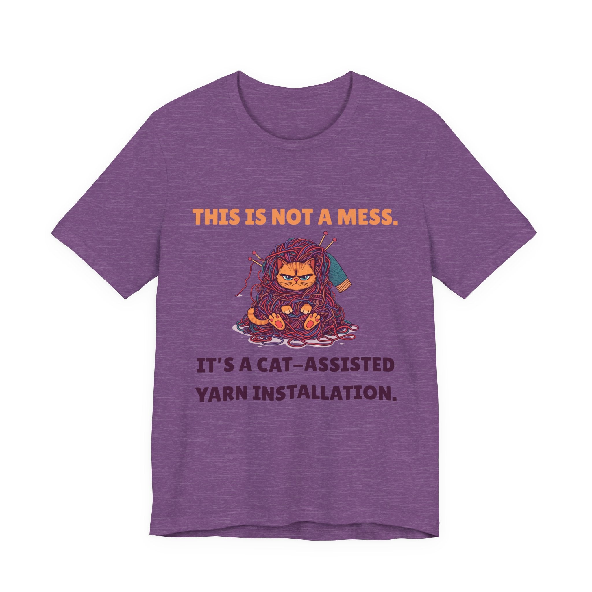 "This Is Not a Mess. It's a Cat-Assisted Yarn Installation" Unisex Knitting Tee