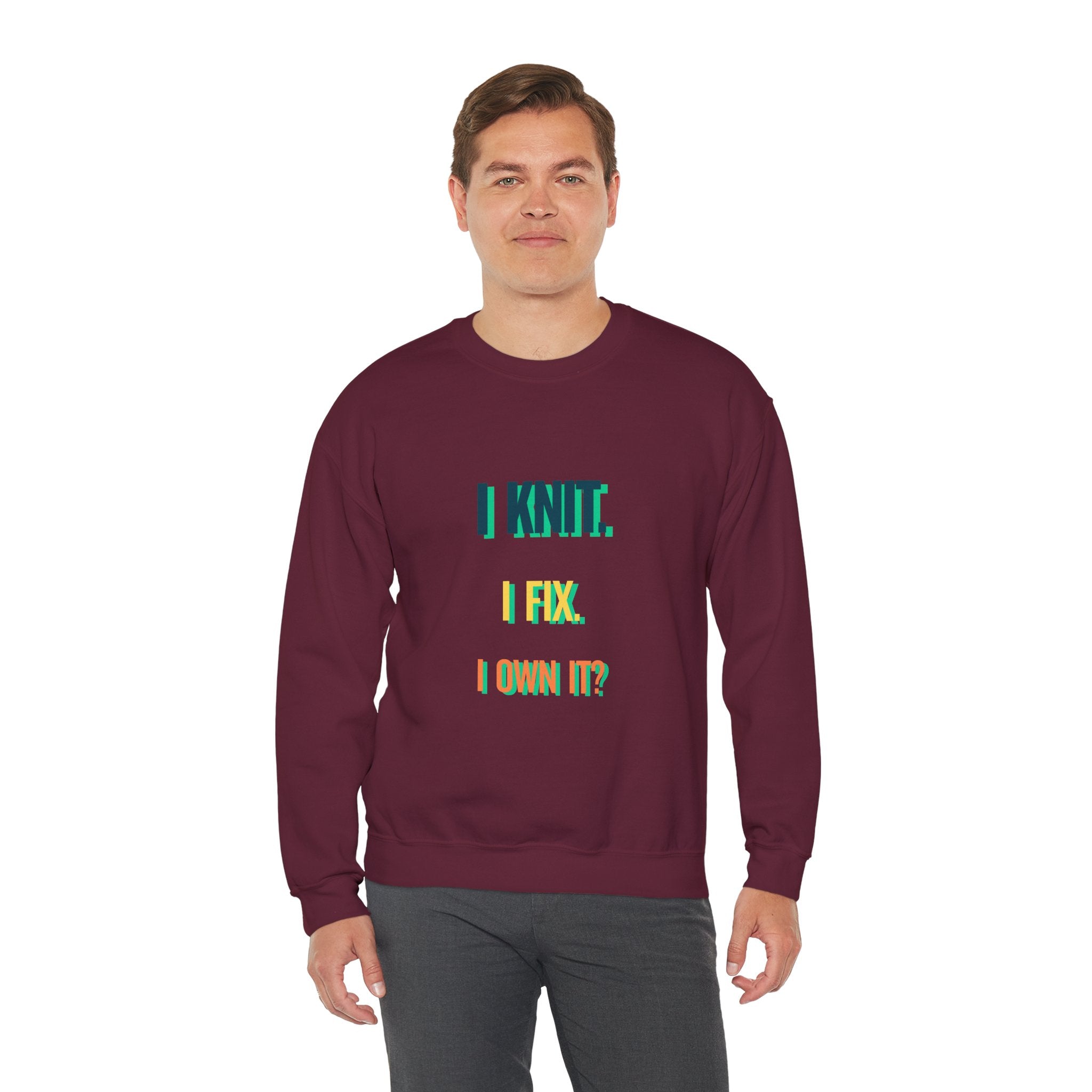 "I Knit. I Fix." – Men's Funny Knitting Sweatshirt