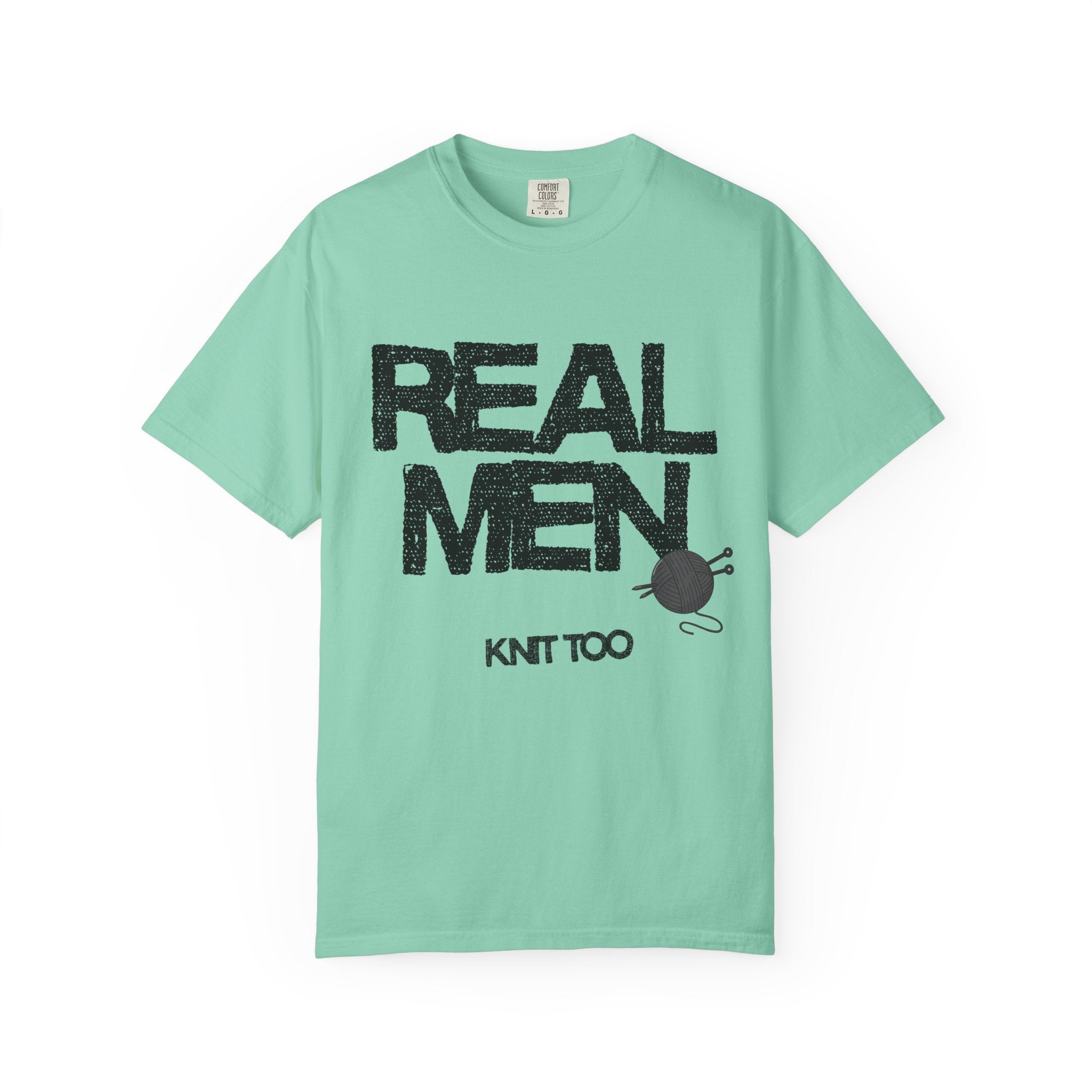 "Real Men knit too" – Funny Knitting T-Shirt for Men
